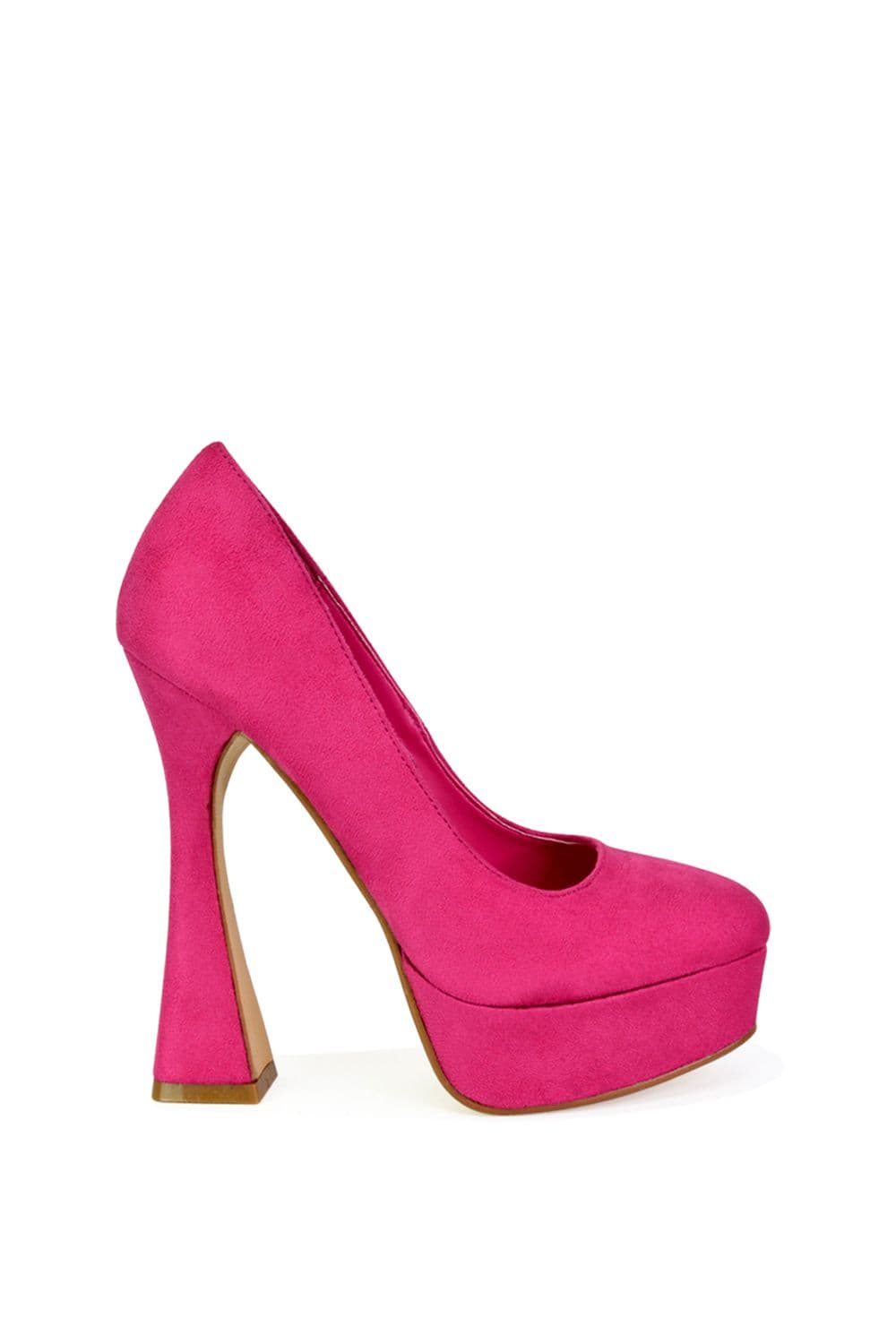 XY London Women's 'Karlie' Flared Curved Stiletto Platform High Heel Court Shoes in Fuchsia | Size: 5