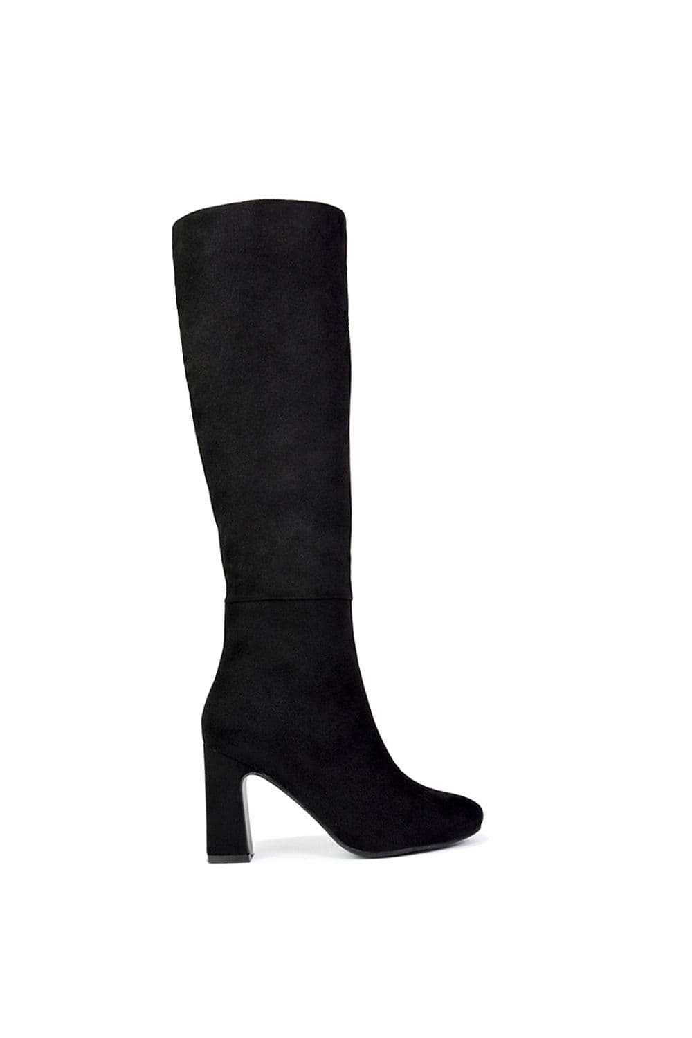 XY London Women's 'Lillia' Knee High Heeled Boots in Jet Black | Size: 8