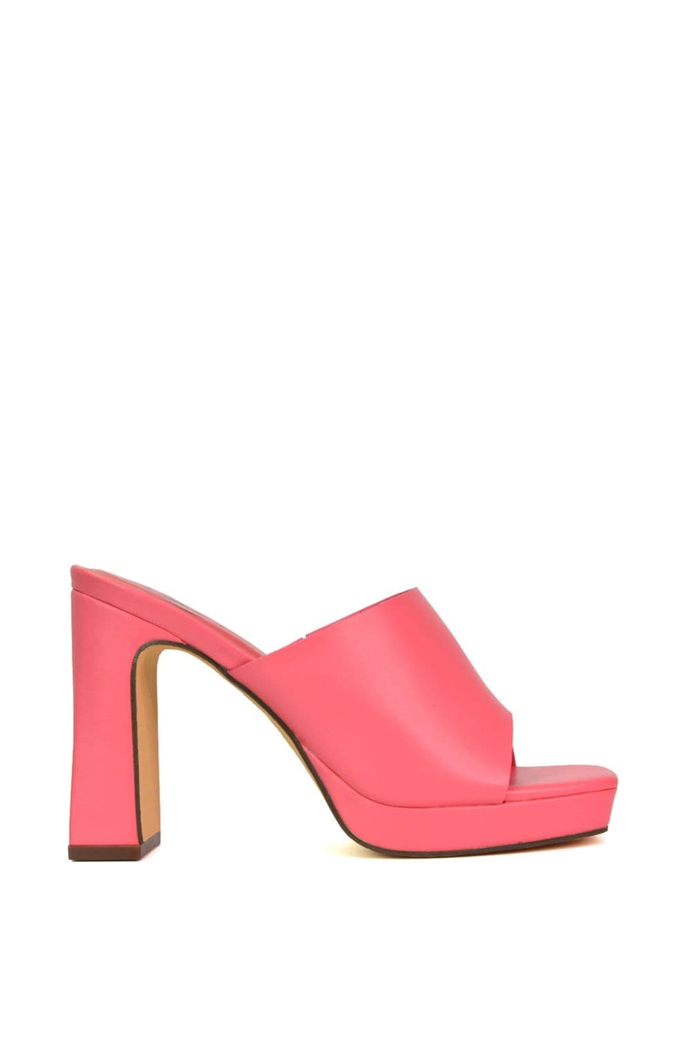 XY London Women's 'Presley' Square Toe Strappy Platform Block High Heel Mule Sandals in Pink | Size: 5