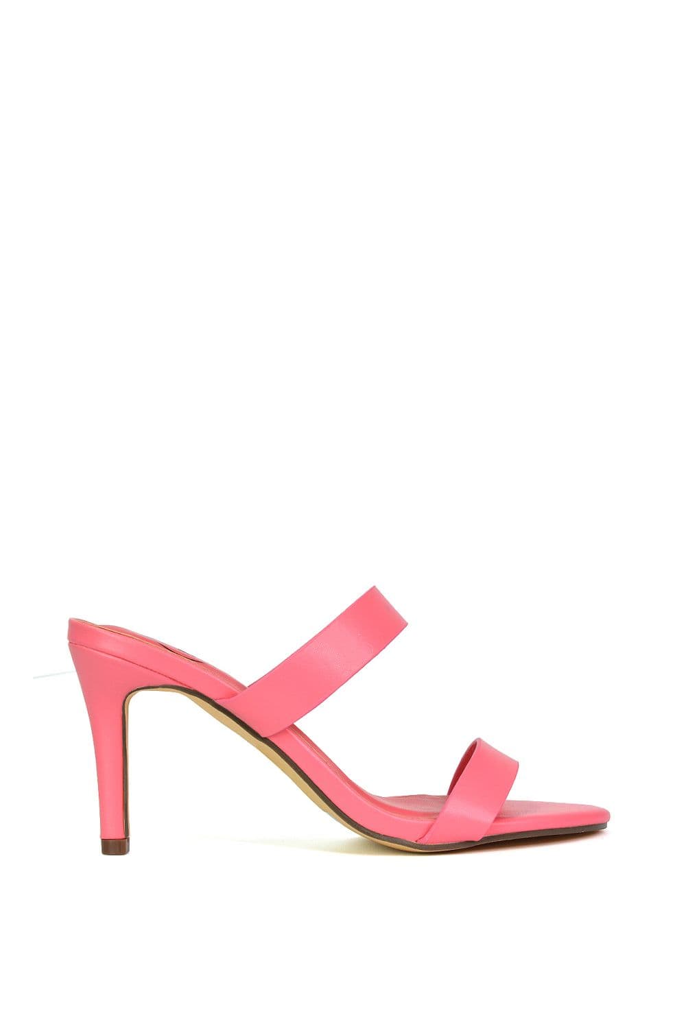 XY London Women's 'Wolf' Round Toe Double Strap Stiletto High Heel Mule Sandals in Pink | Size: 4