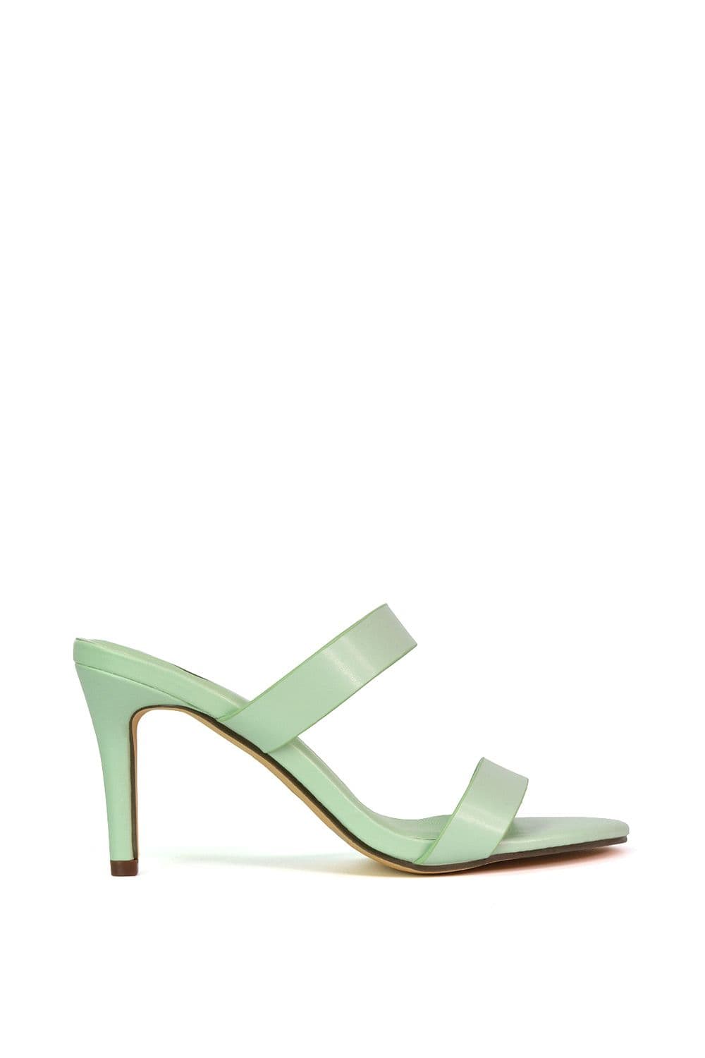 XY London Women's 'Wolf' Round Toe Double Strap Stiletto High Heel Mule Sandals in Aqua | Size: 3