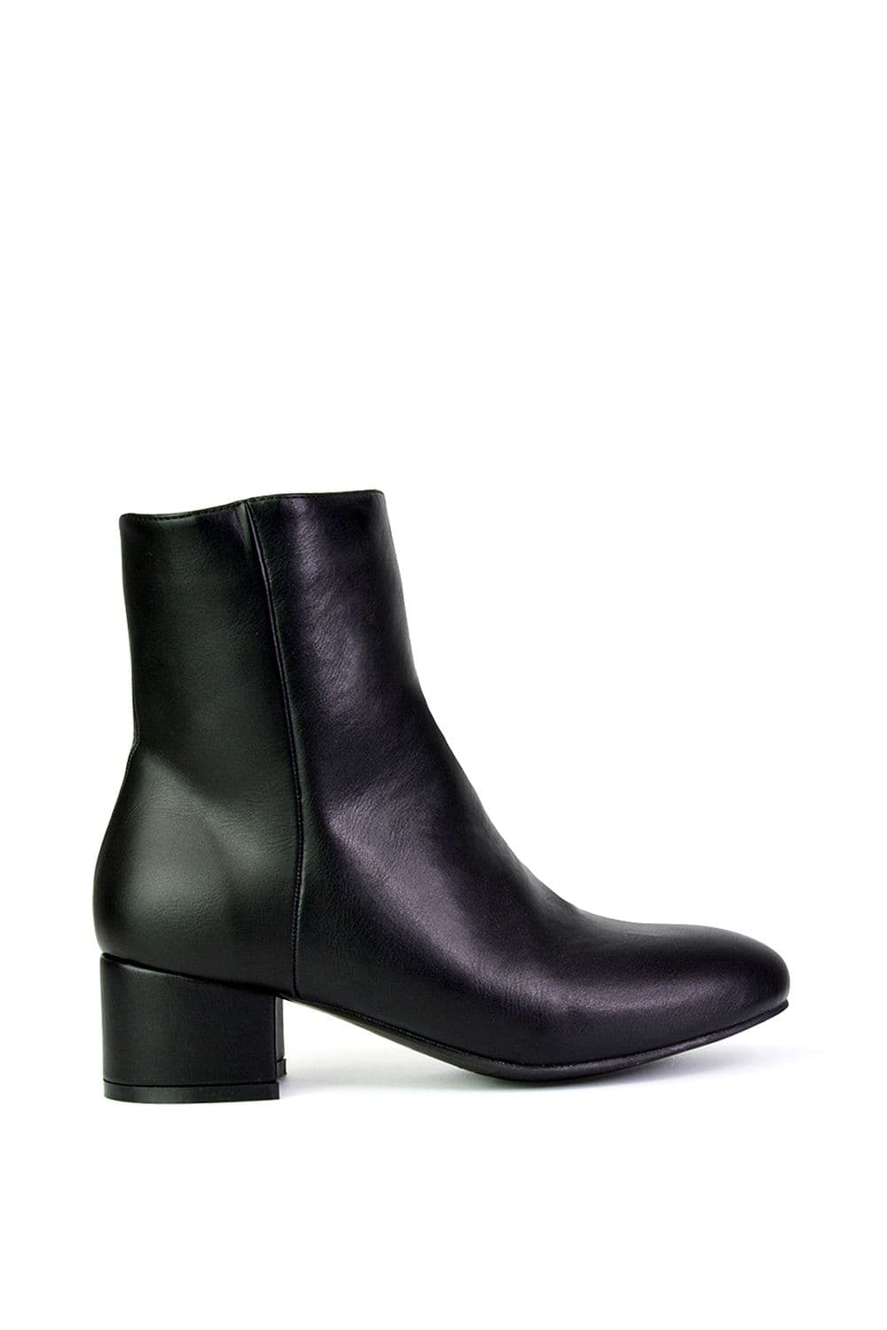 XY London Women's 'Nolan' Mid Block Heel Ankle Boots With Inside Zip in Black | Size: 7