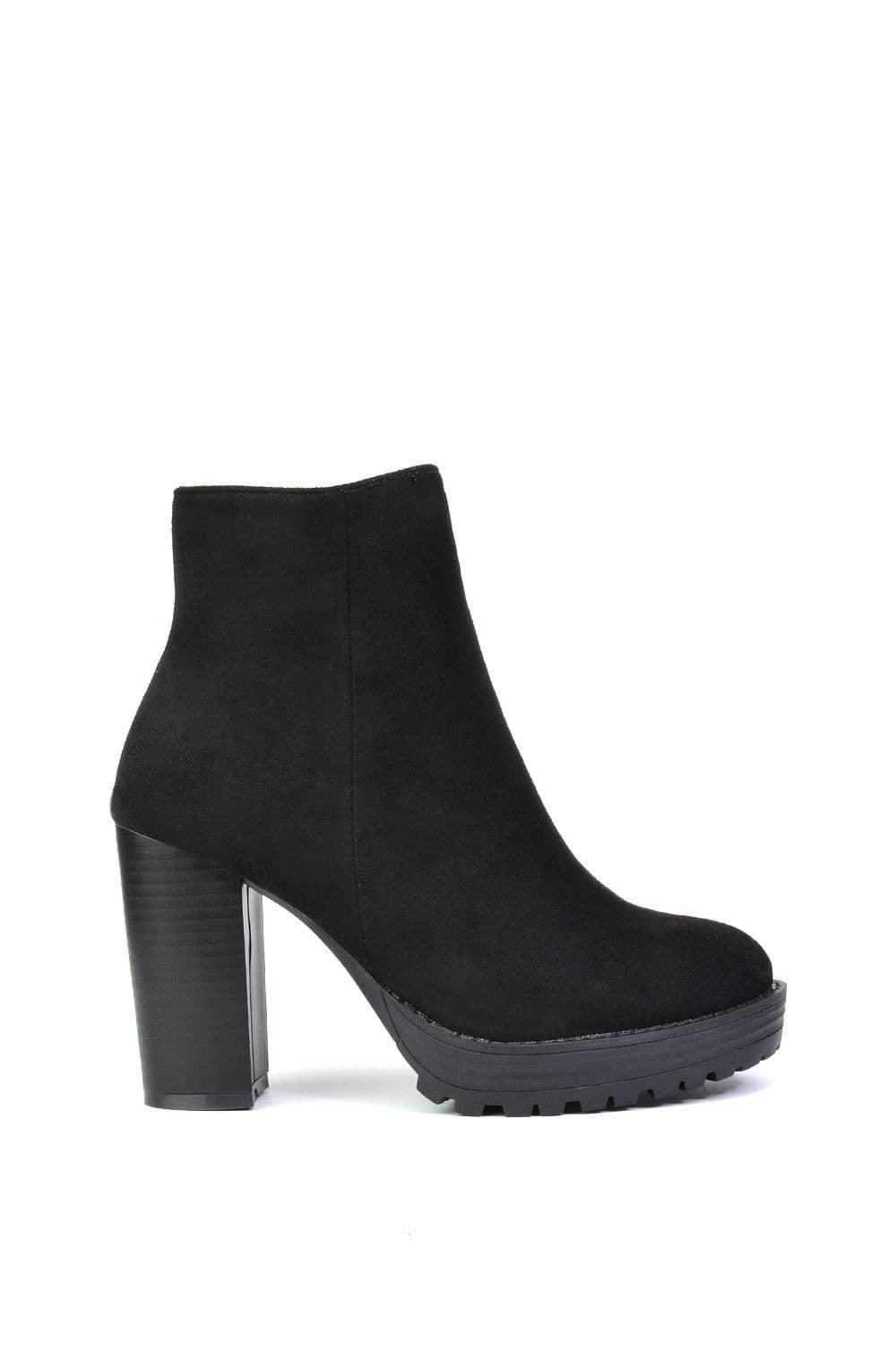 XY London Women's 'Cole' Ankle Boots With Platform Heel in Jet Black | Size: 8