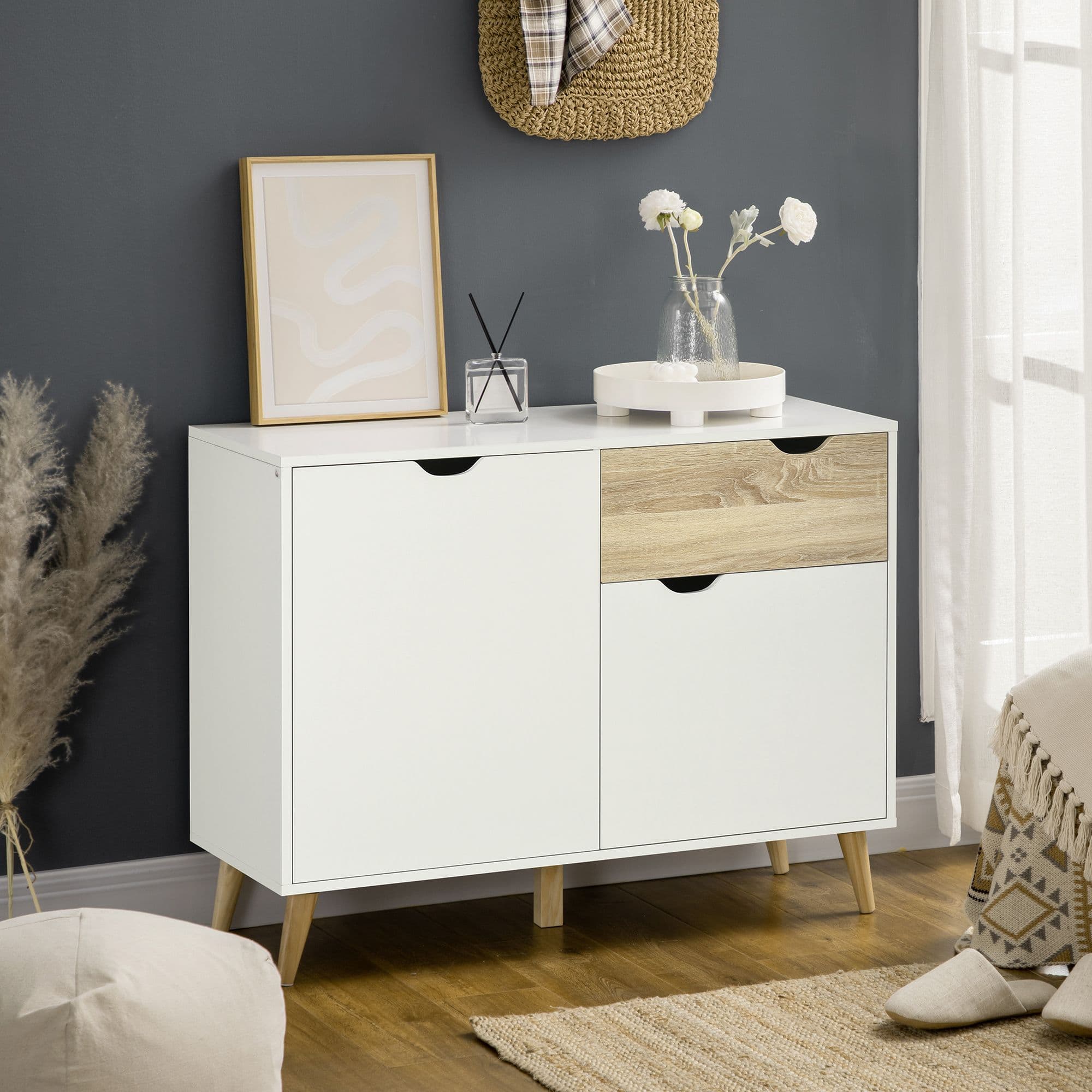 Modern Sideboard Storage Cabinet Accent Cupboard with Drawer