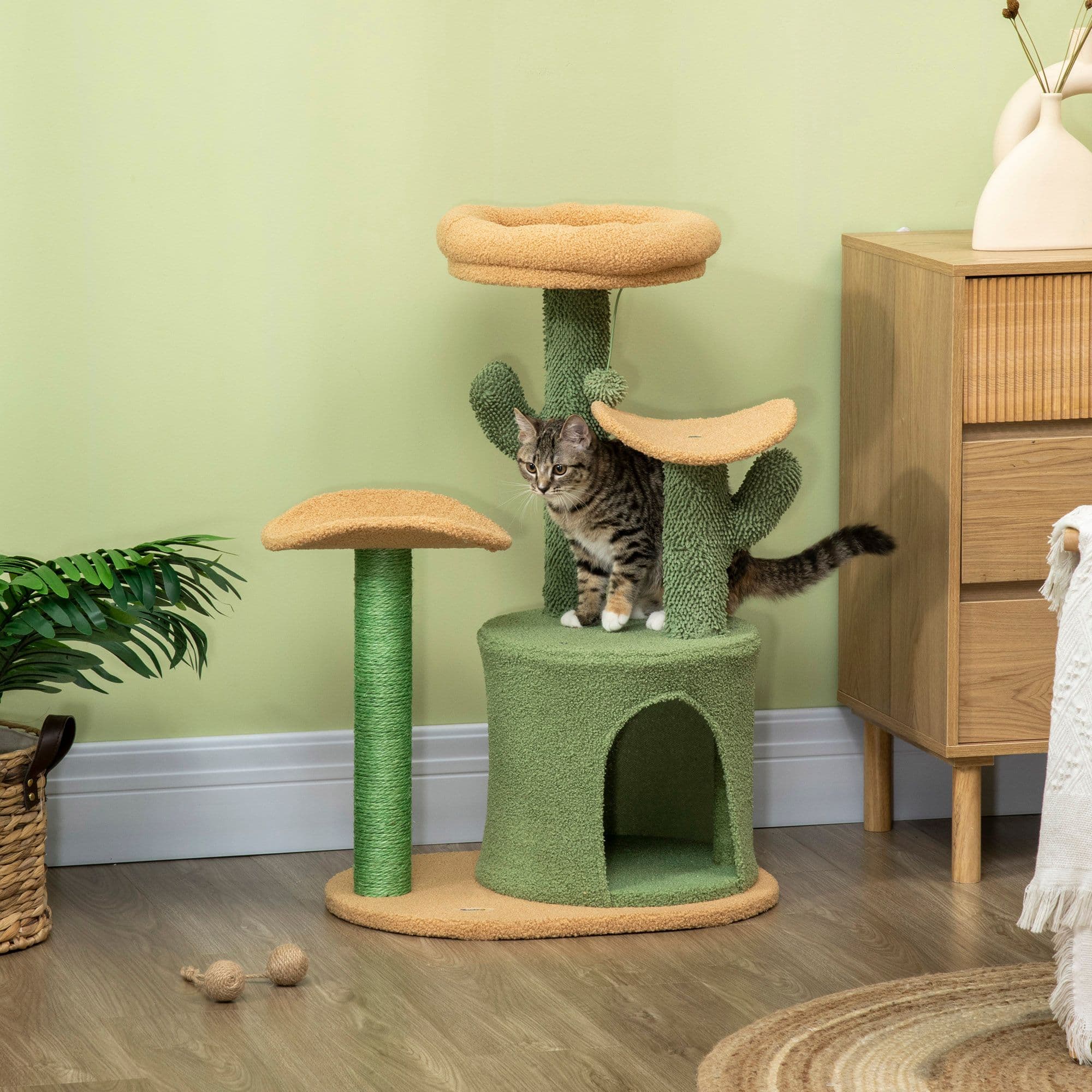 Modern Cat Activity Centre Cat Climbing Toy with Hanging Toy Ball