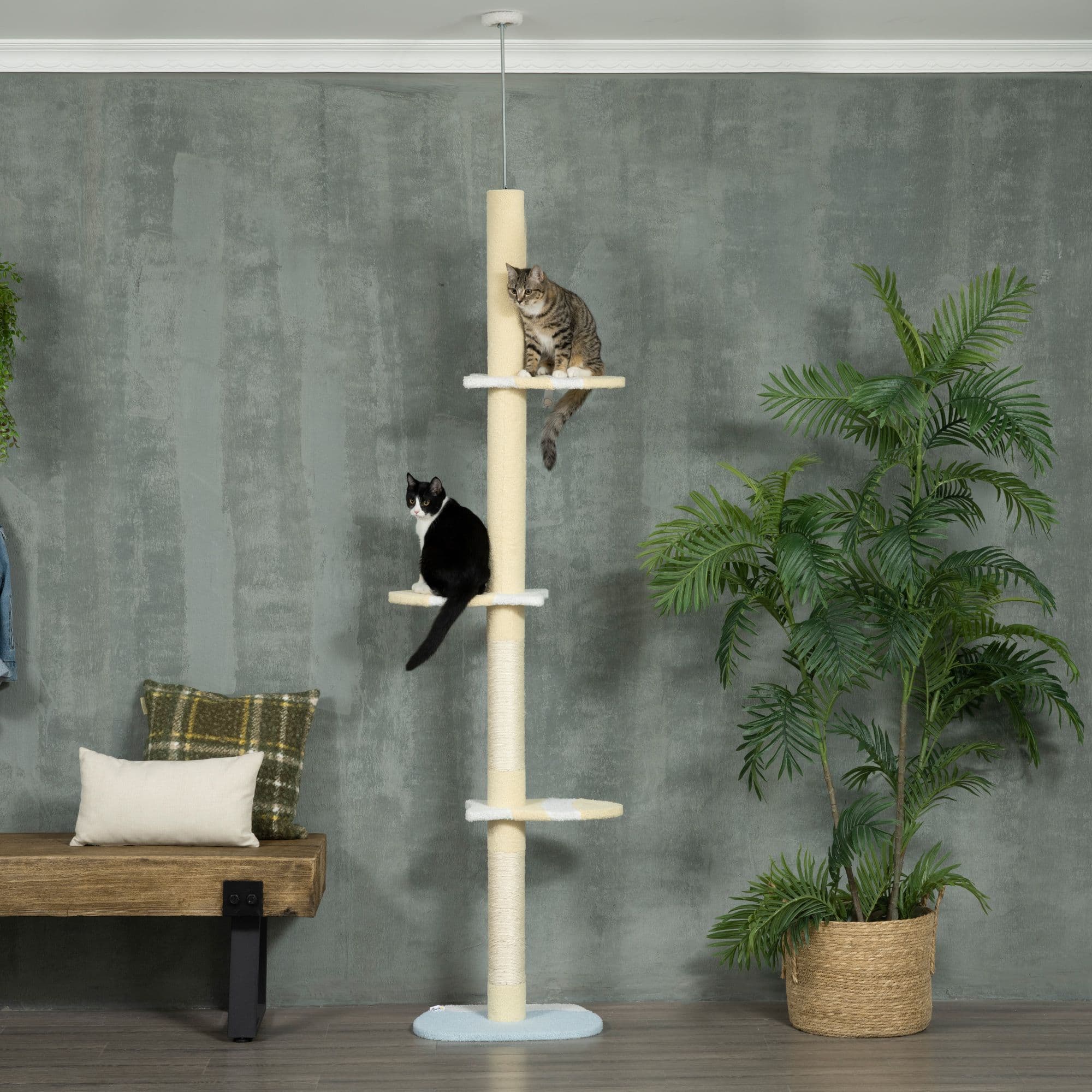260cm Height Adjustable Floor-To-Ceiling Cat Tree Anti-Slip Kit-Yellow