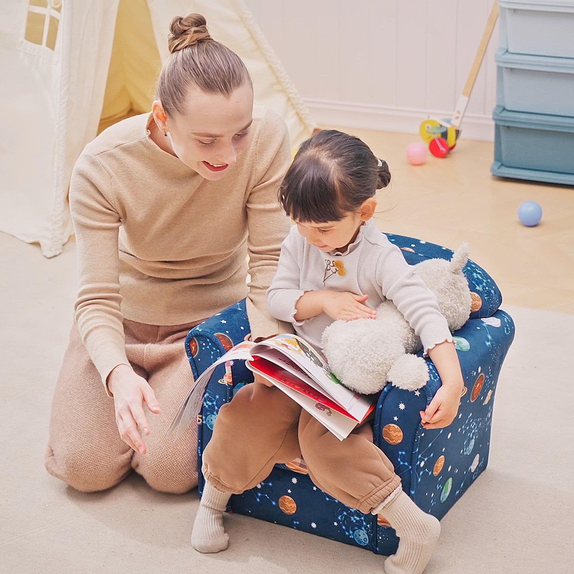 Kids Mini Sofa Armchair, Planet-Themed Chair, for Bedroom, Playroom