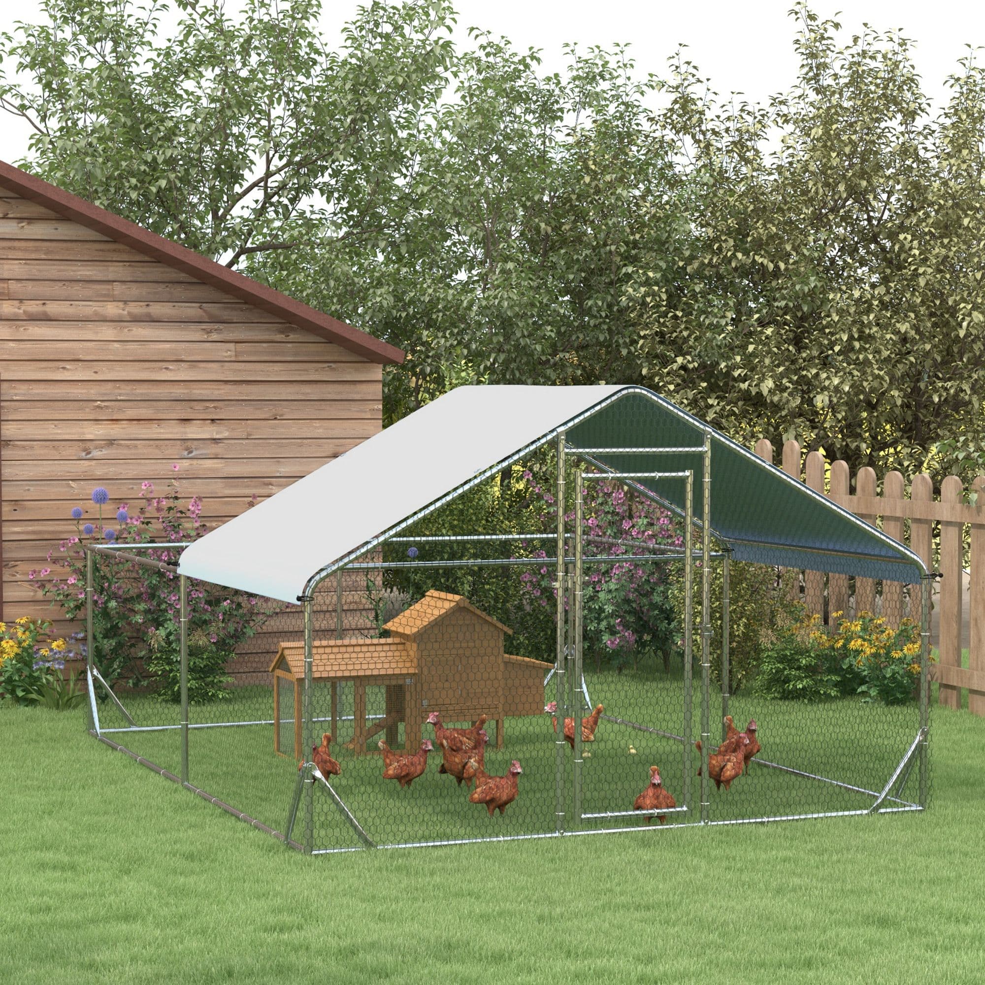 Walk-In Chicken Run, Galvanised Chicken Coop Water-Resistant Cover