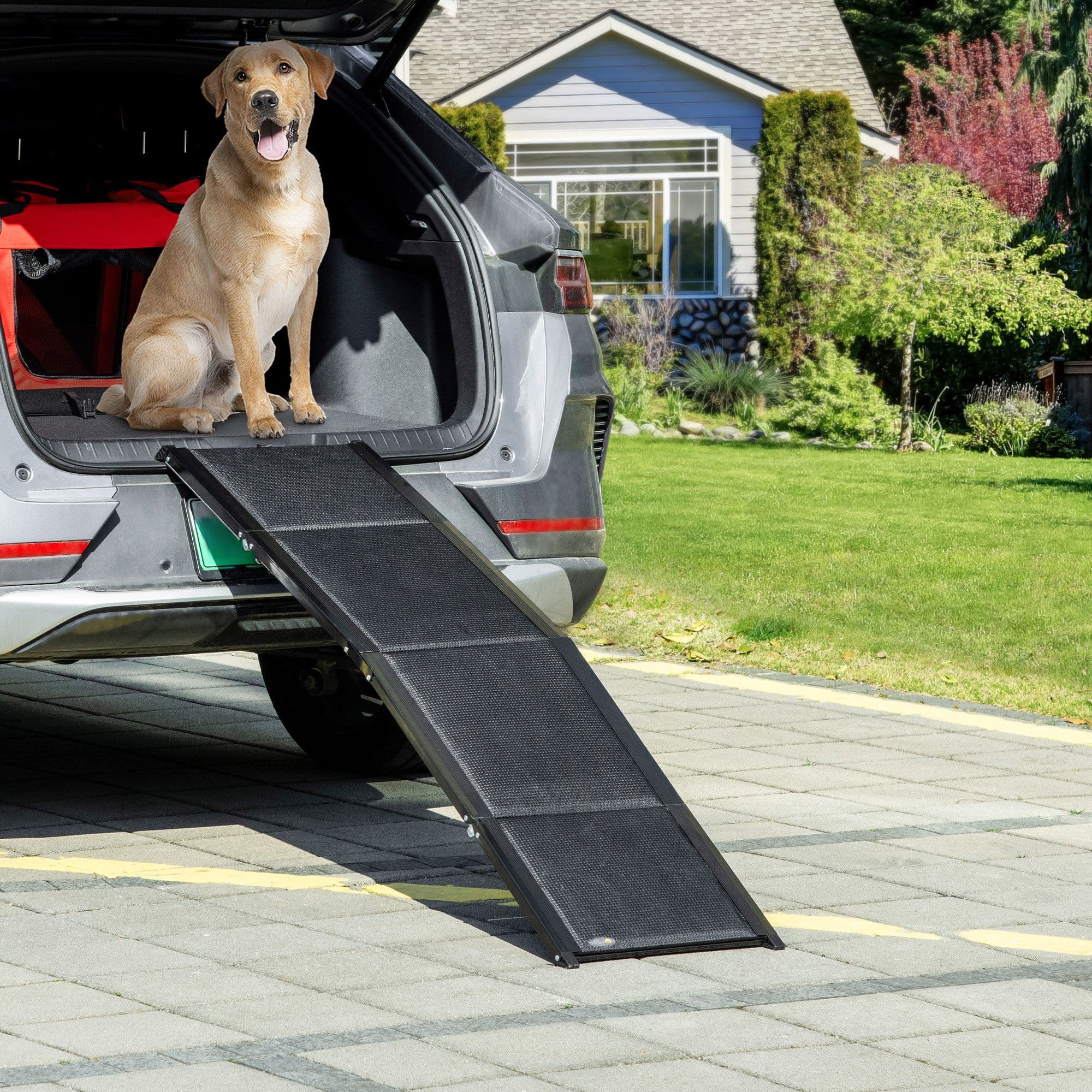 Folding Pet Ramp for XL Dogs with Non-Slip Surface, Portable Dog Ramp