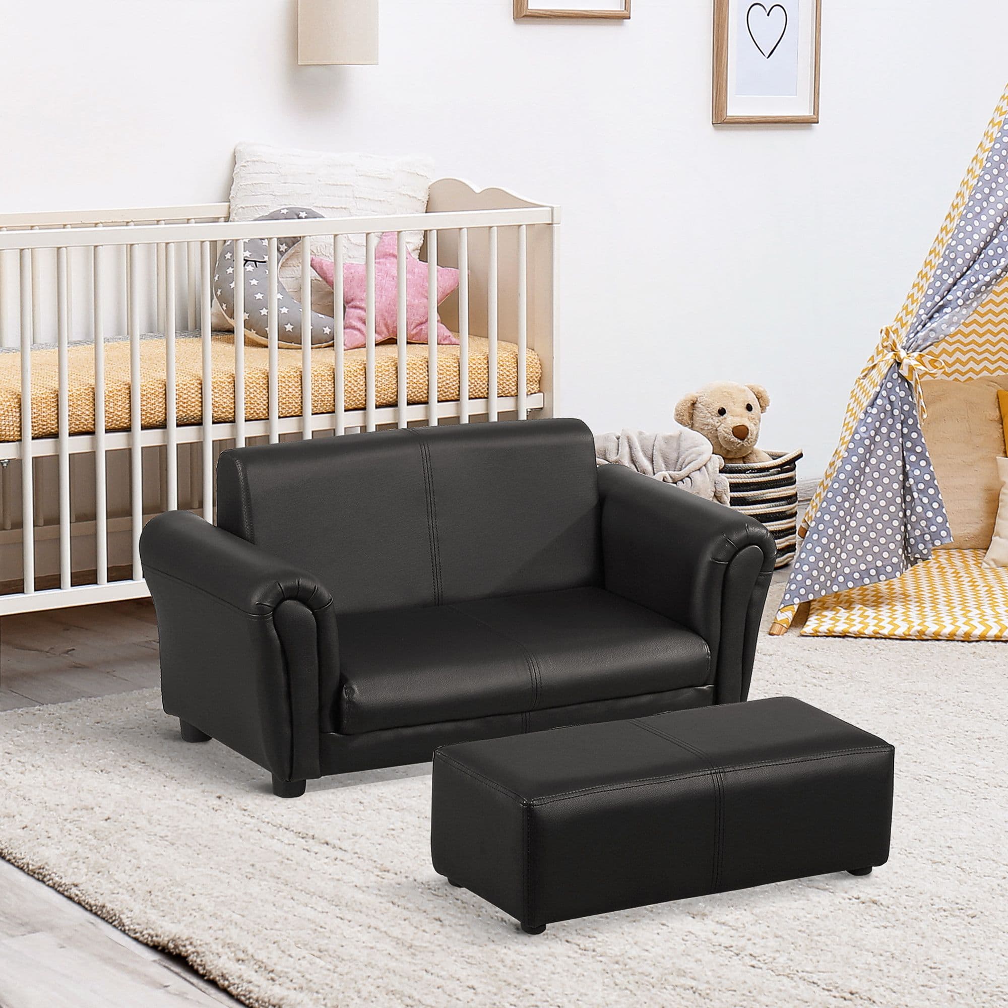 Kids Childrens Sofa Set 2 Seater Seat Furniture Armchair Boys Girls Footstool