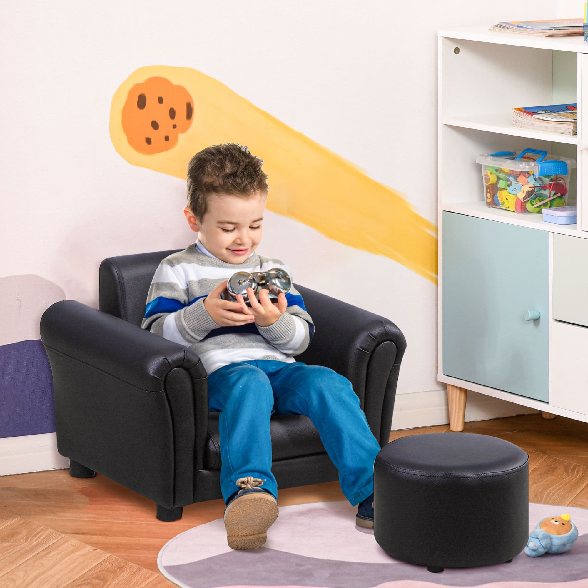 Kids Sofa Children Chair Seat Armchair with Footstool Playroom Bedroom