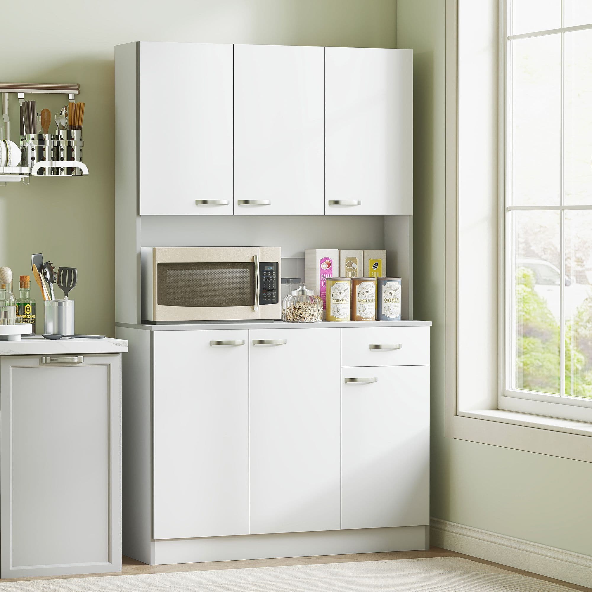 Kitchen Storage Cabinet with 6 Doors Drawer Adjustable Shelves