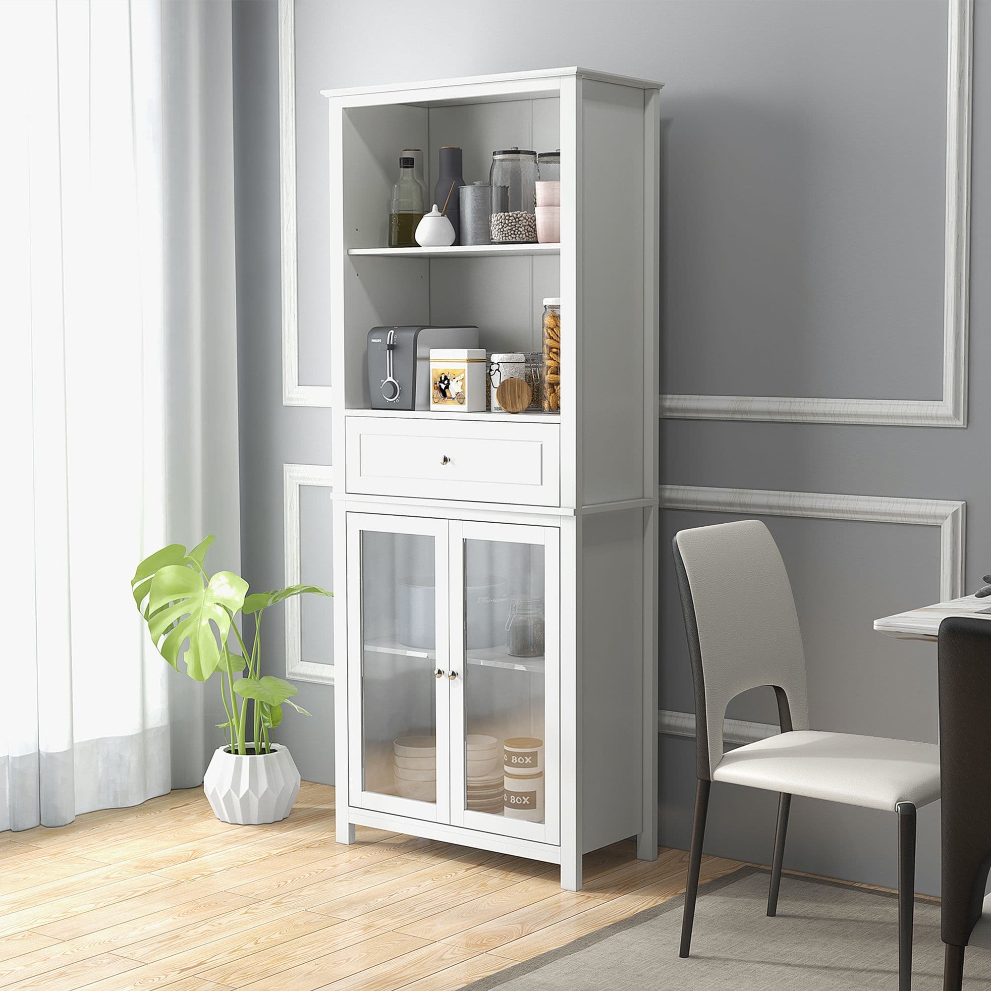 Freestanding Kitchen Cupboard Pantry Storage Cabinet for Dining Room