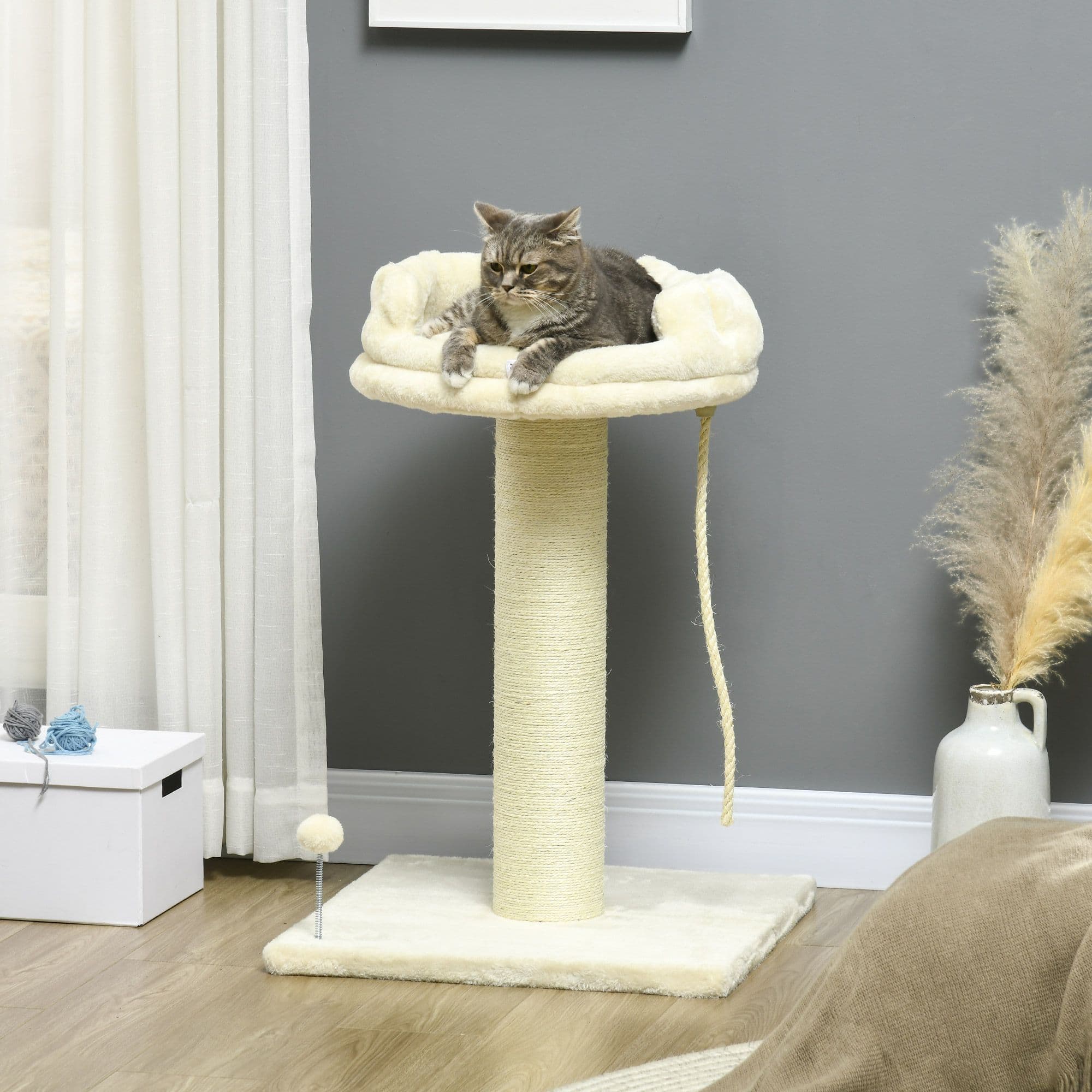 Cat Tree for Indoor Cats with Sisal Scratching Post, Spacious Kitten Bed