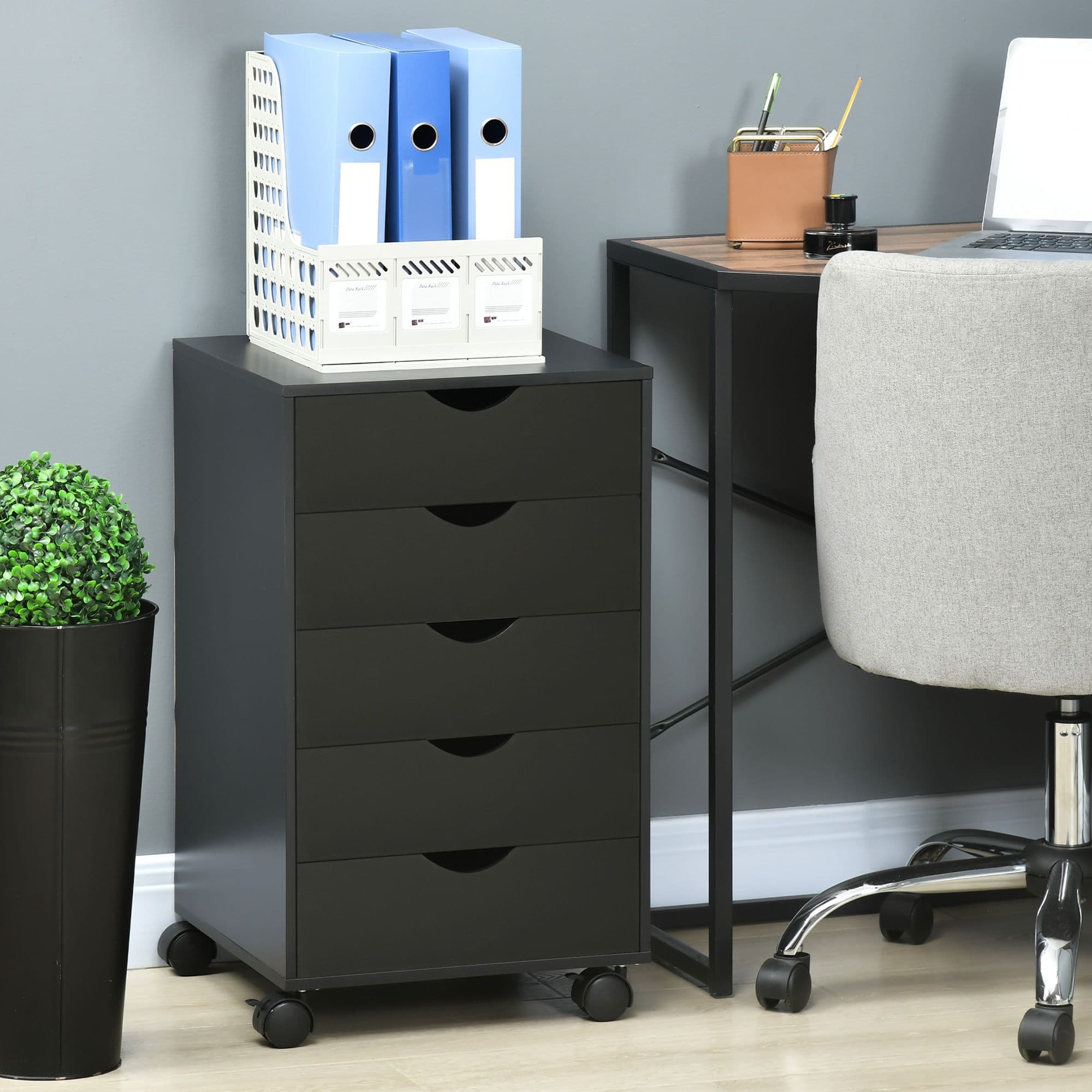 Mobile File Cabinet 5 Drawer Storage Filing Cabinet Home Office