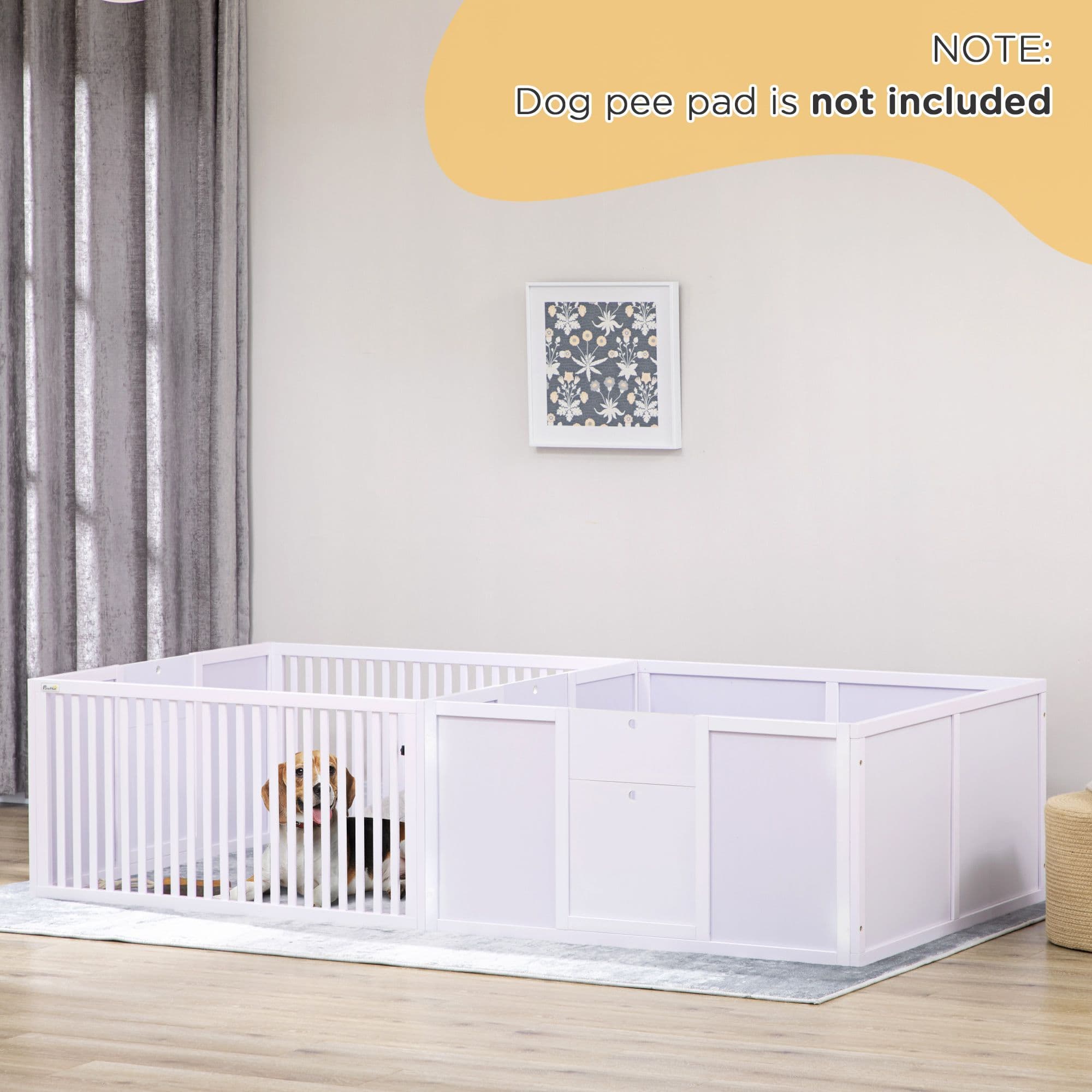 7 Panels Puppy Pen for Indoors with Three Doors Two Room Design