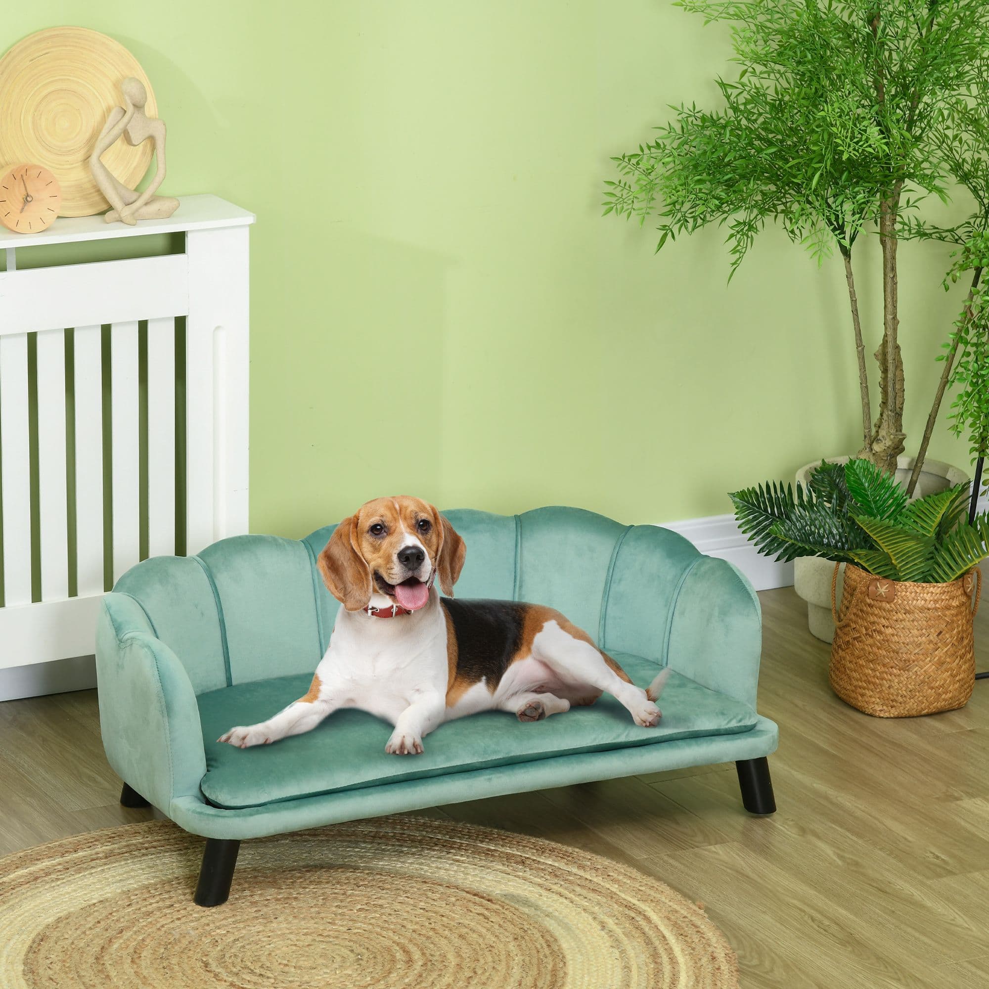 Shell-Shaped Pet Sofa for Medium, Large Dogs with Legs, Cushion