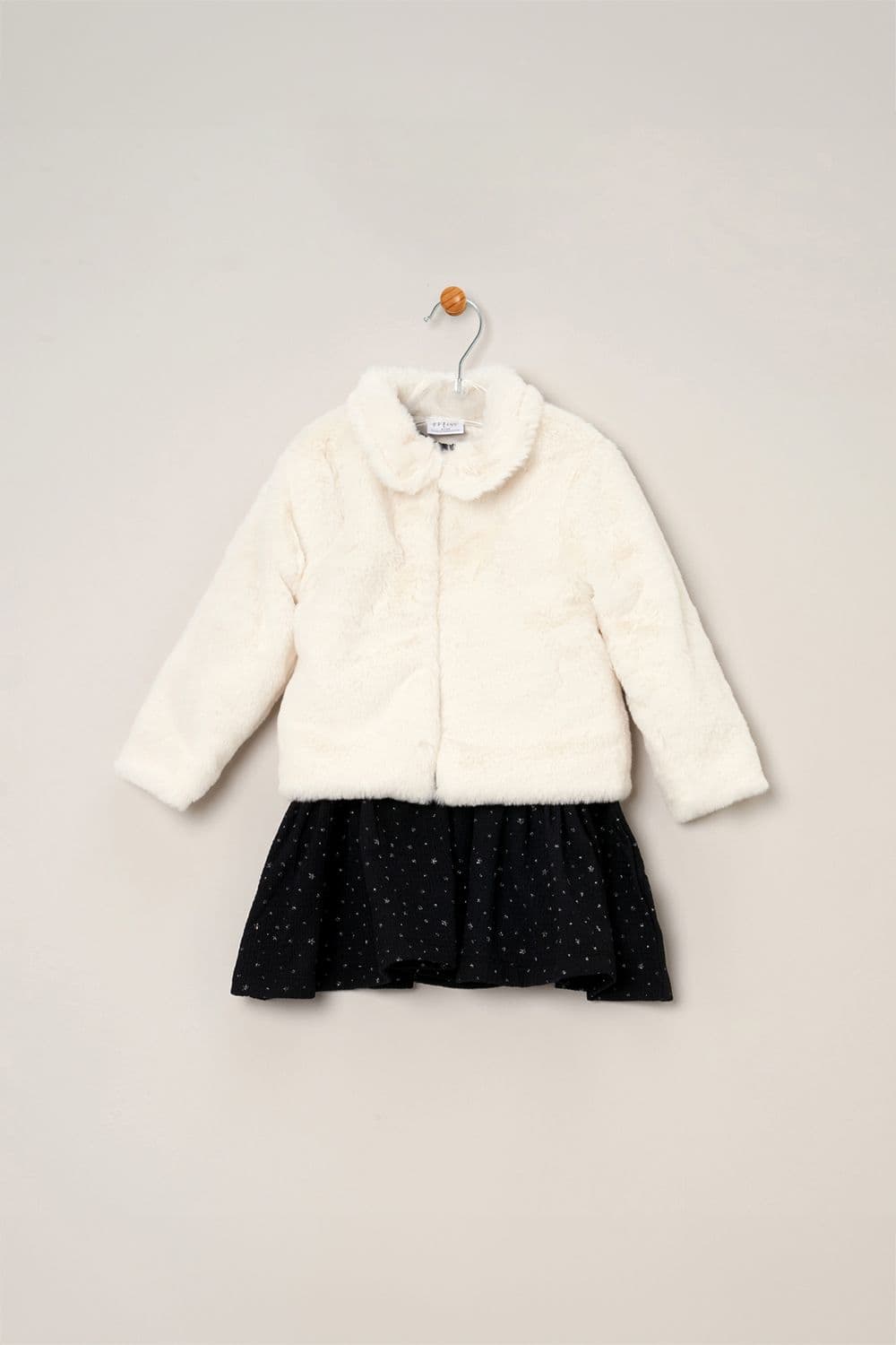 Fur Jacket Dress Tights Outfit Set