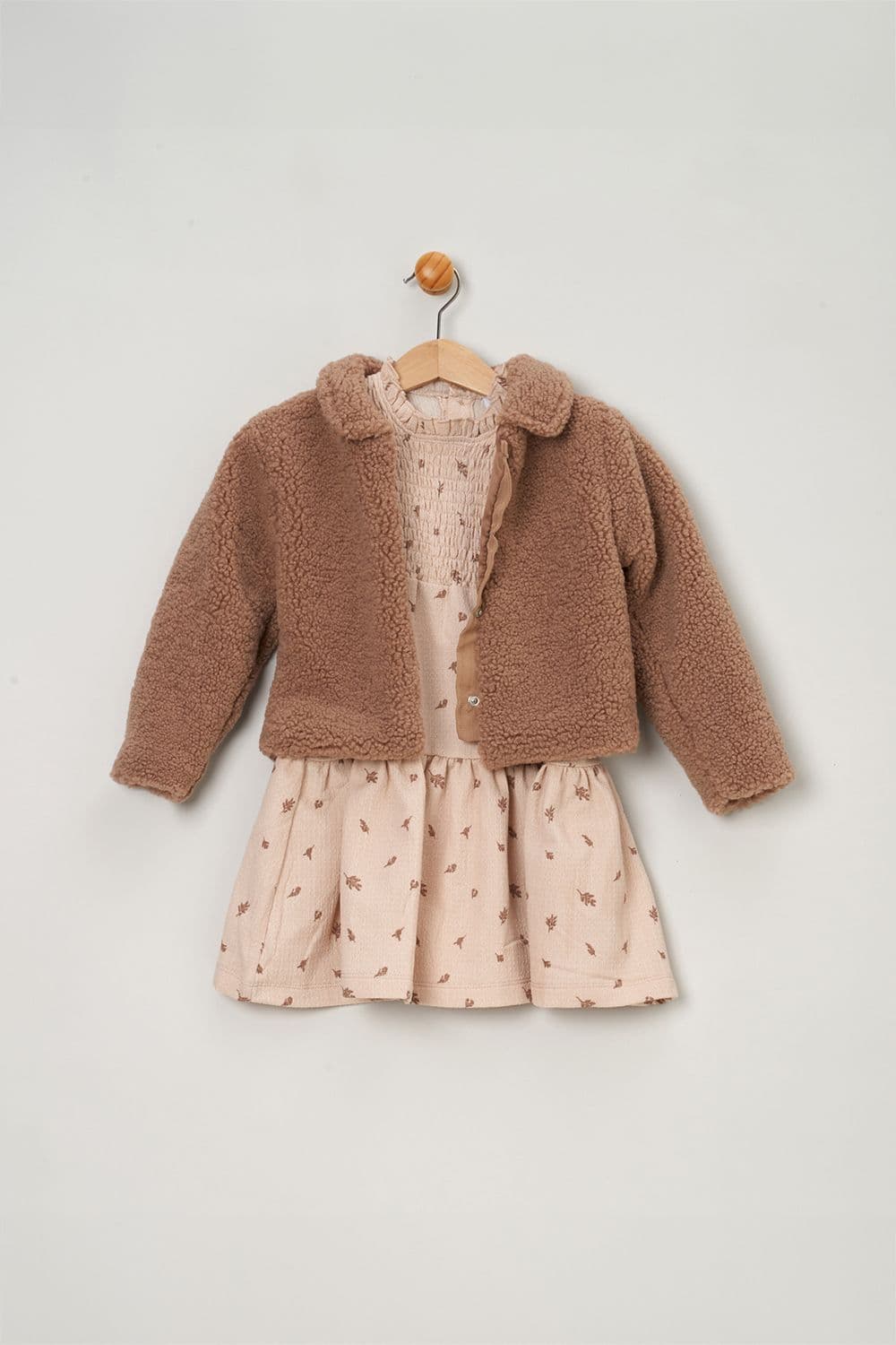 Fur Jacket Dress Tights Outfit Set