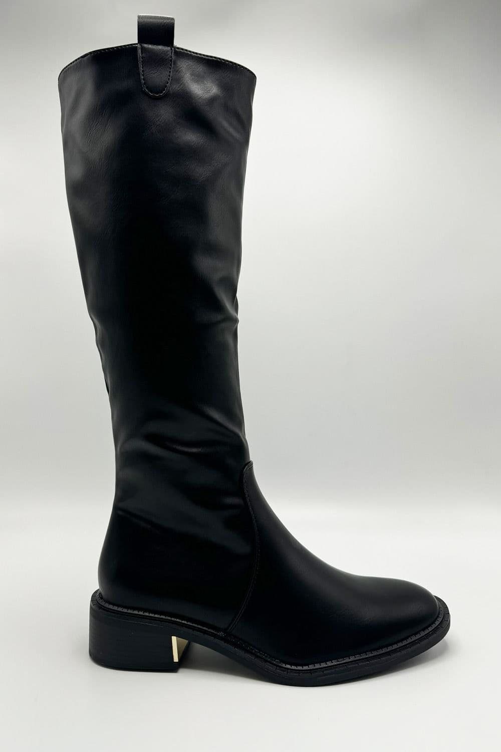 Lima Low Gold Trim Block Heel Boots