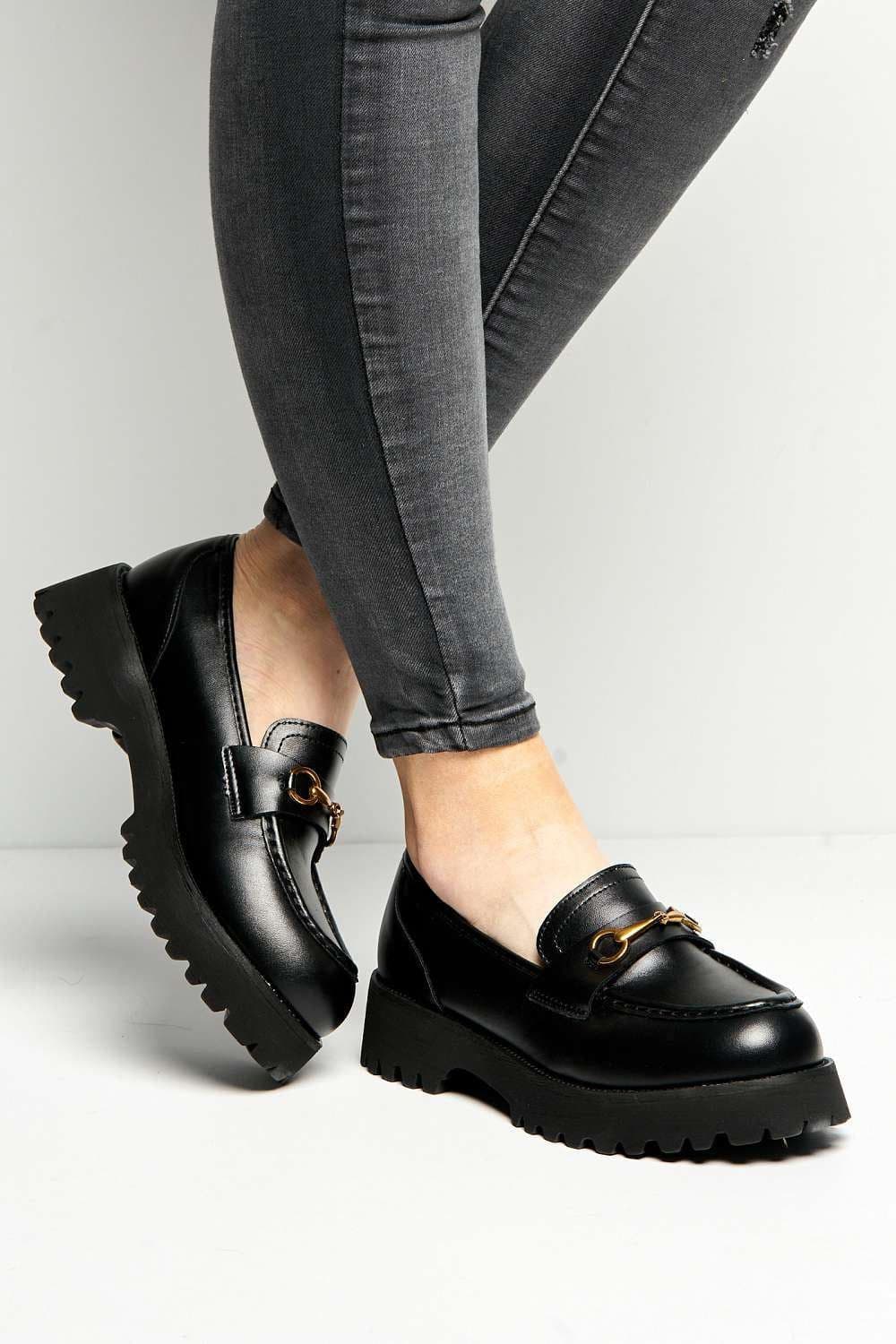 Helen Link Detail Chunky Sole PU Loafers