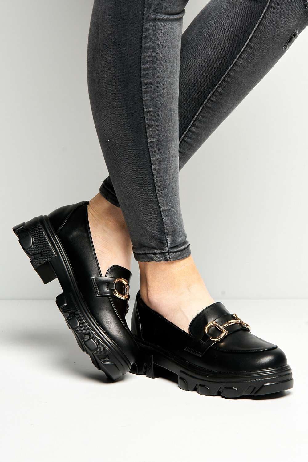 Jocelyn Link Detail Chunky Sole PU Loafers