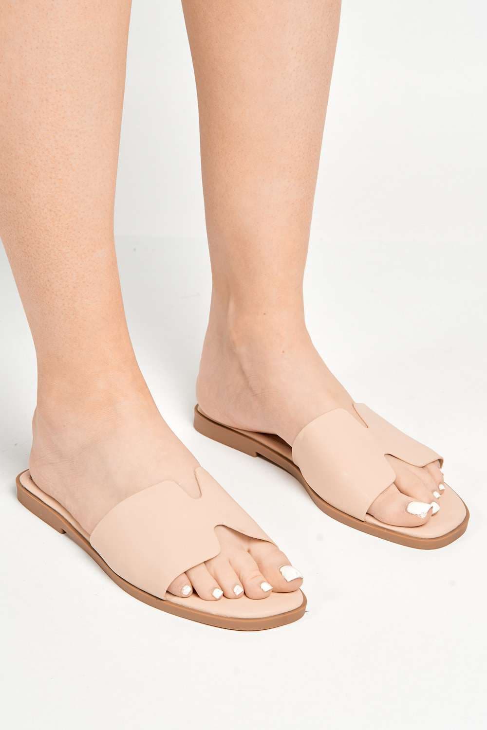 Sally Faux Leather Flat Slider