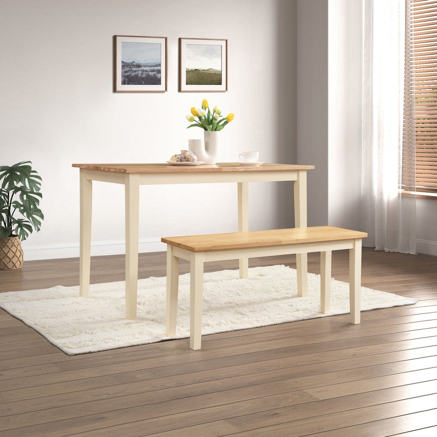 Salcombe Small Rectangular Wooden Table & Tenby Small Bench