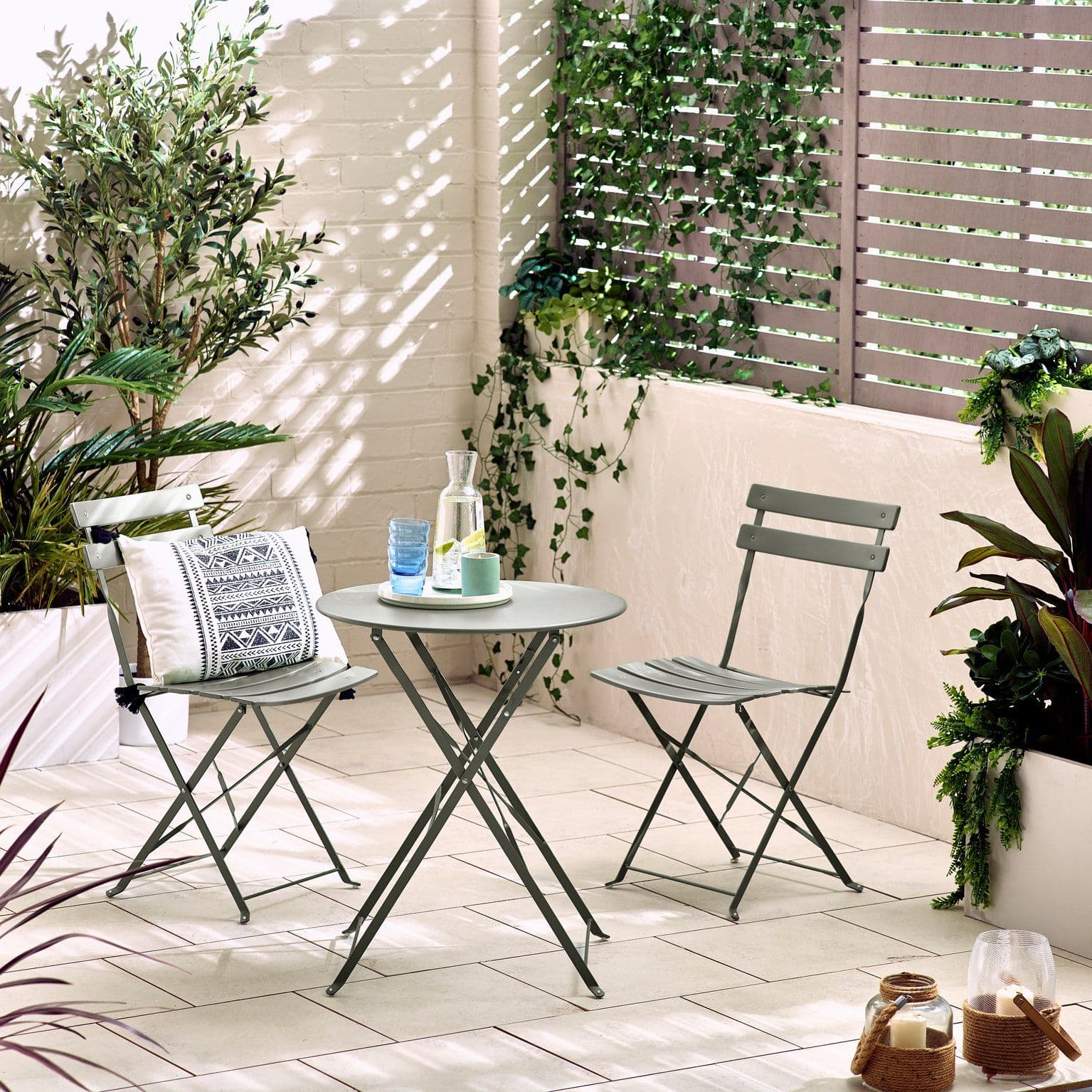 Cabo Outdoor 2 Seat Bistro Set Metal Garden Bistro Table & Chairs Folding Garden Table Set