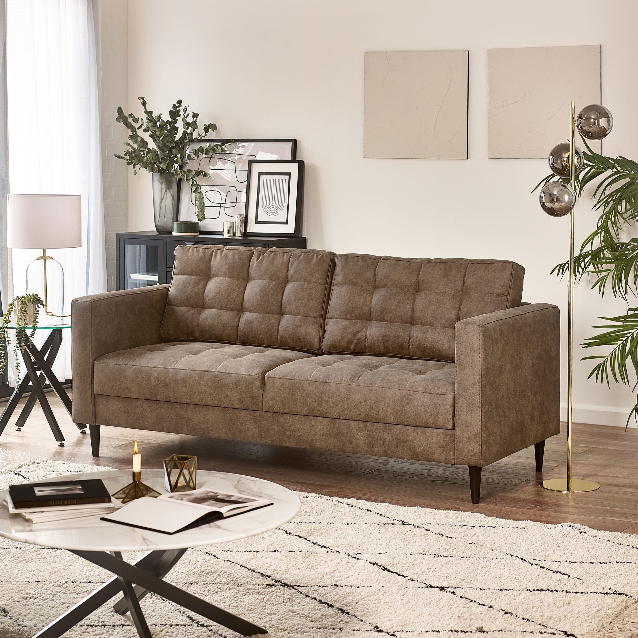 Jolene Faux Leather 3 Seater Sofa