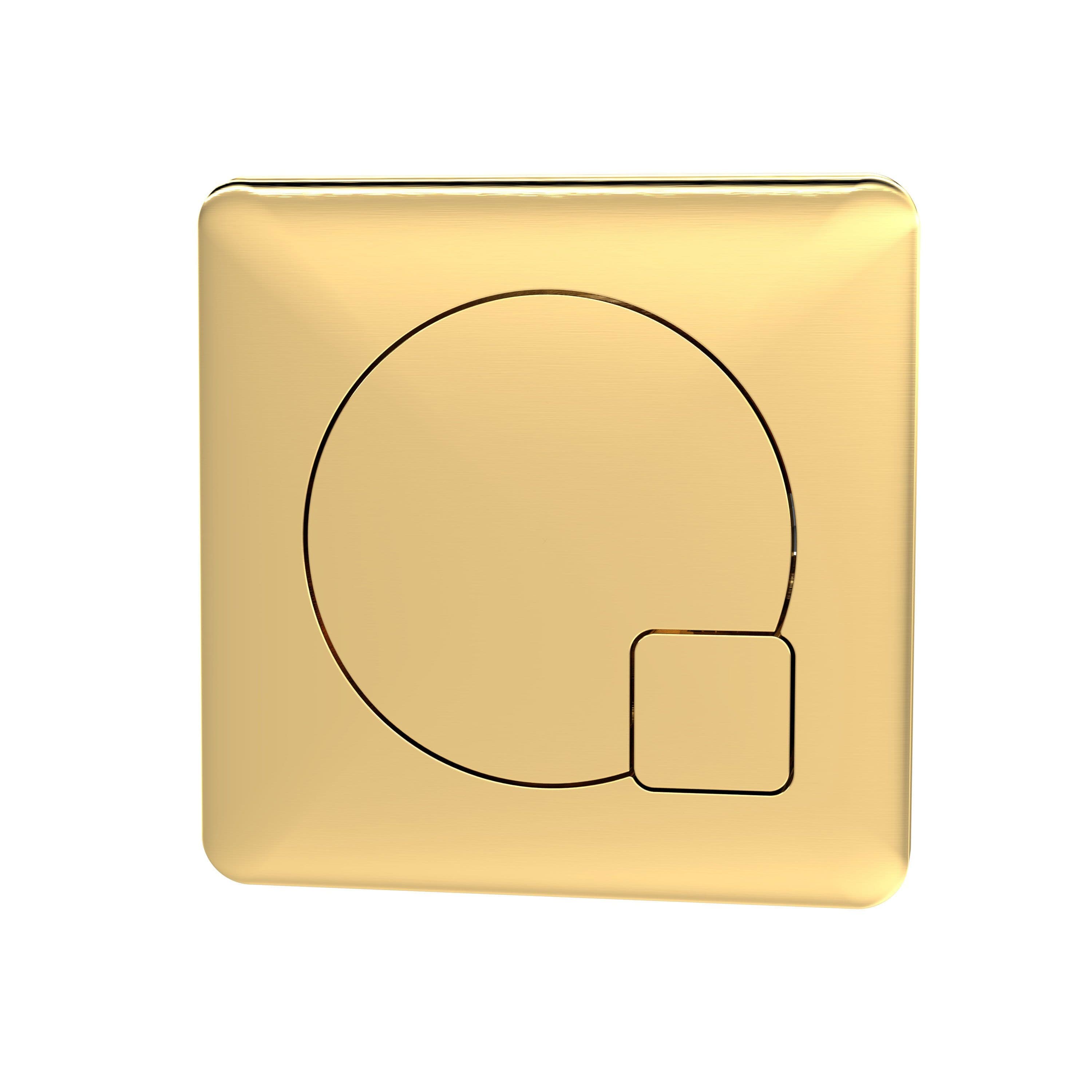 Square Dual Flush Push Button Brushed Brass 70mm