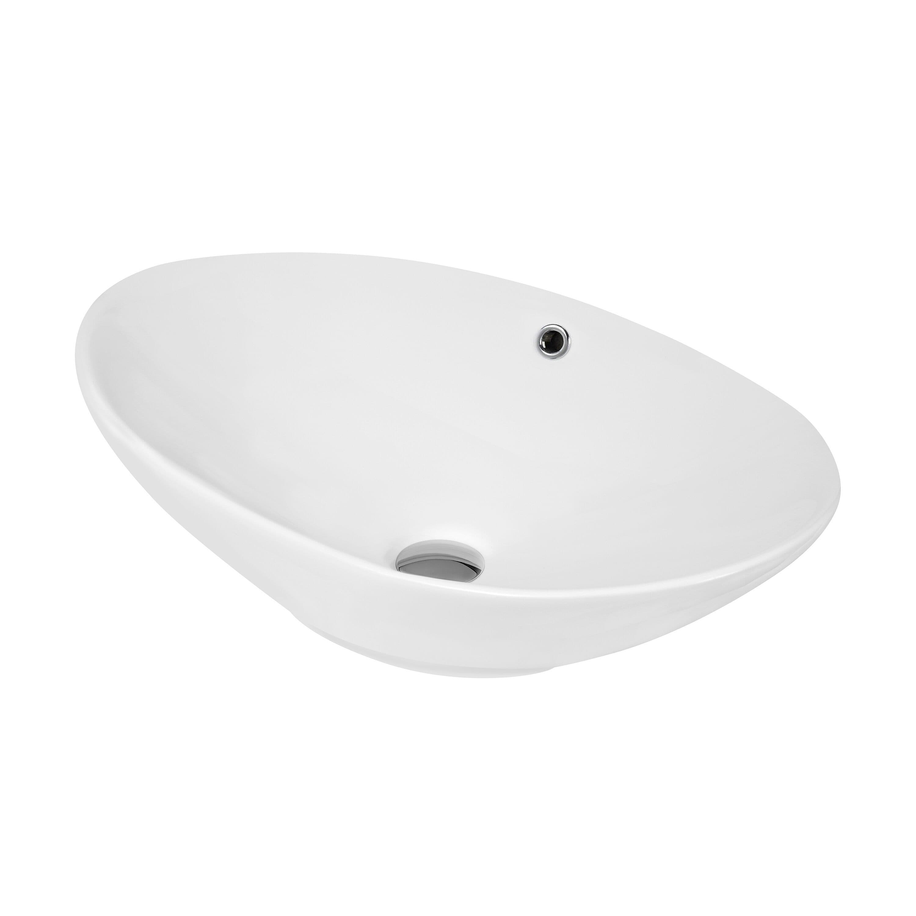 Oval Ceramic Countertop Vessel Overflow 588mm