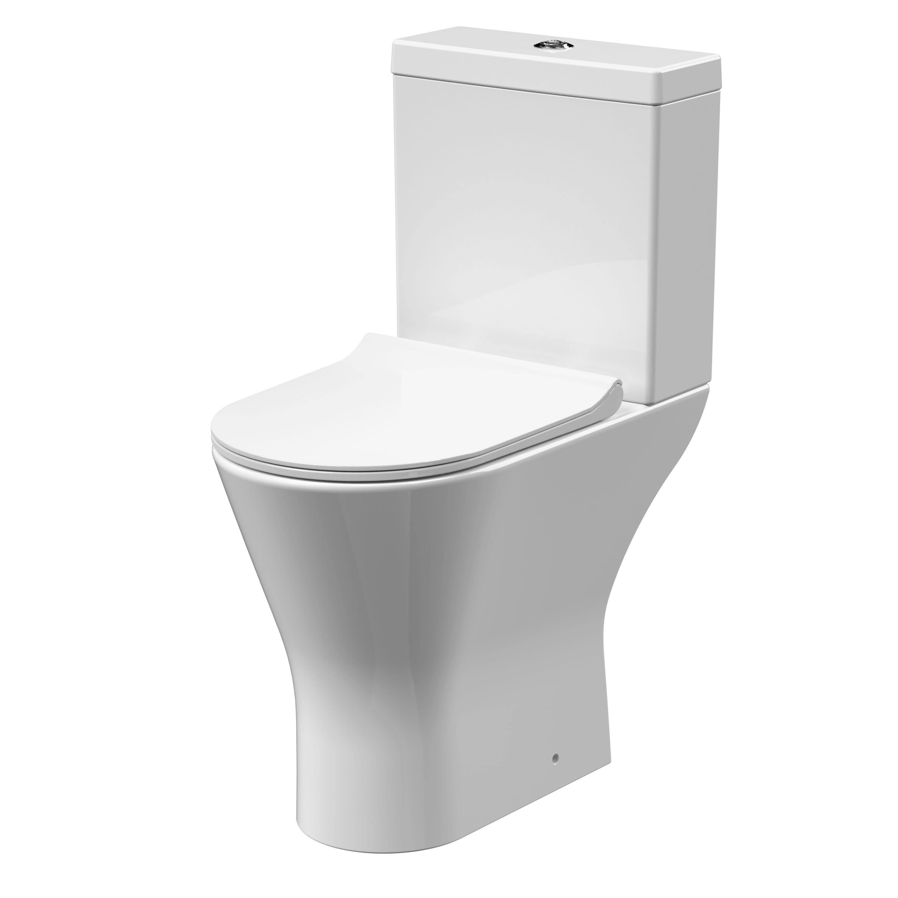 Comfort Height Rimless Toilet Pan Cistern & Soft Close Seat 845mm x 380mm x 605mm