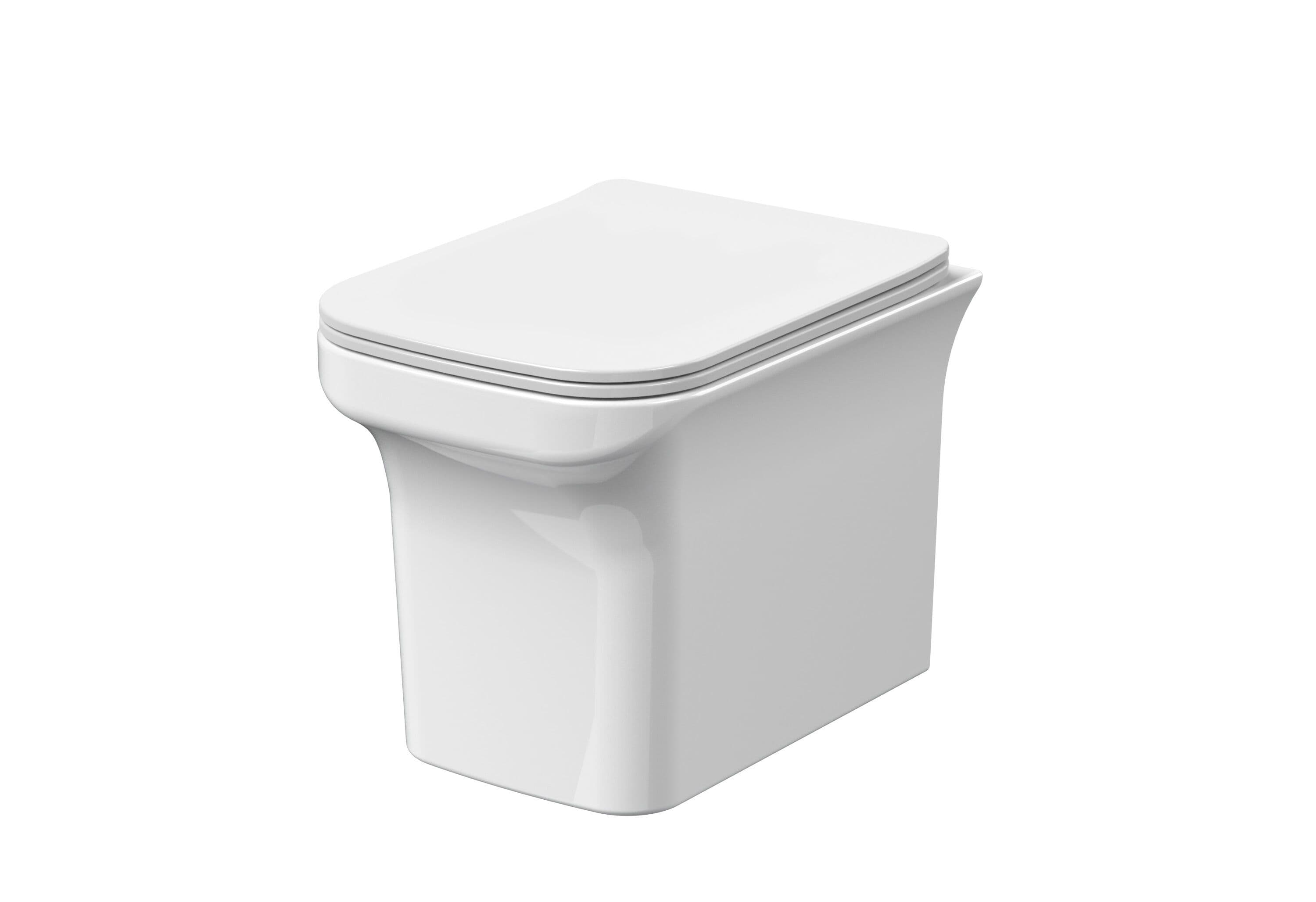 Rimless Wall Hung Square Toilet Pan & Soft Close Seat 390mm x 340mm x 480mm