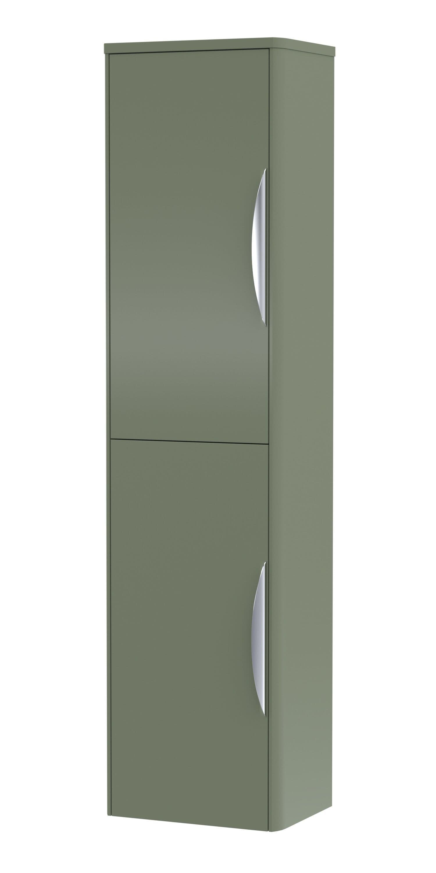 Wall Hung 2 Door Tall Bathroom Storage Unit Satin 350mm