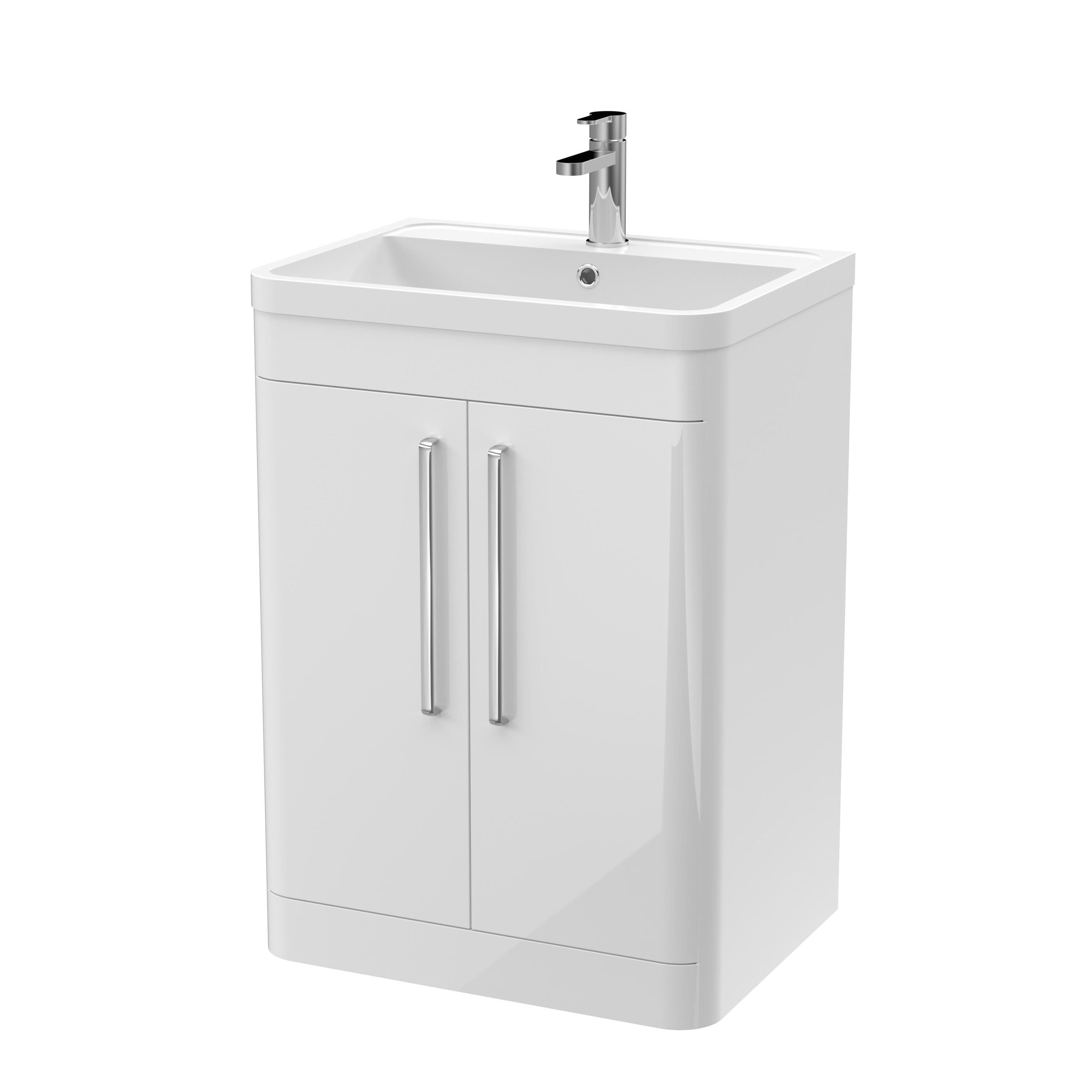 Floor Standing 2 Door Vanity Unit Polymarble Basin 600mm