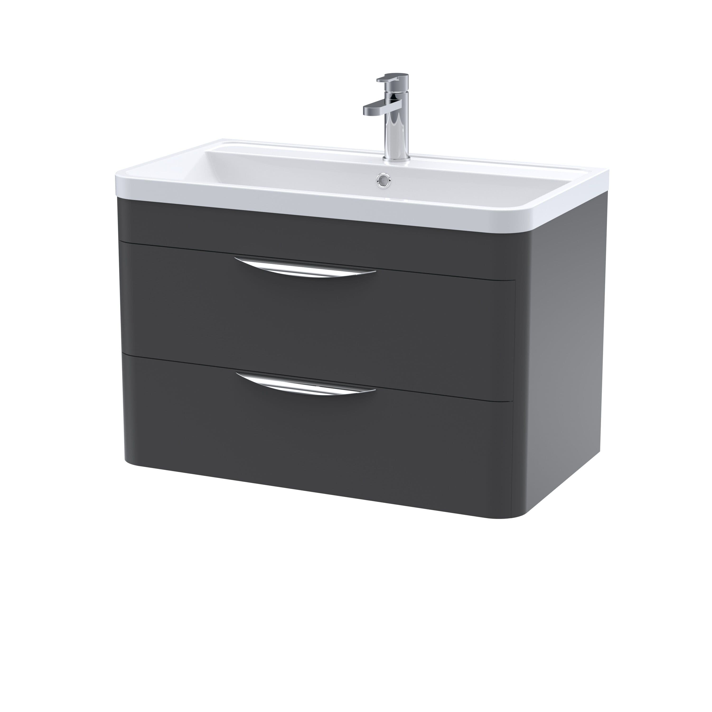 Wall Hung 2 Drawer Vanity Unit Polymarble Basin Soft 800mm