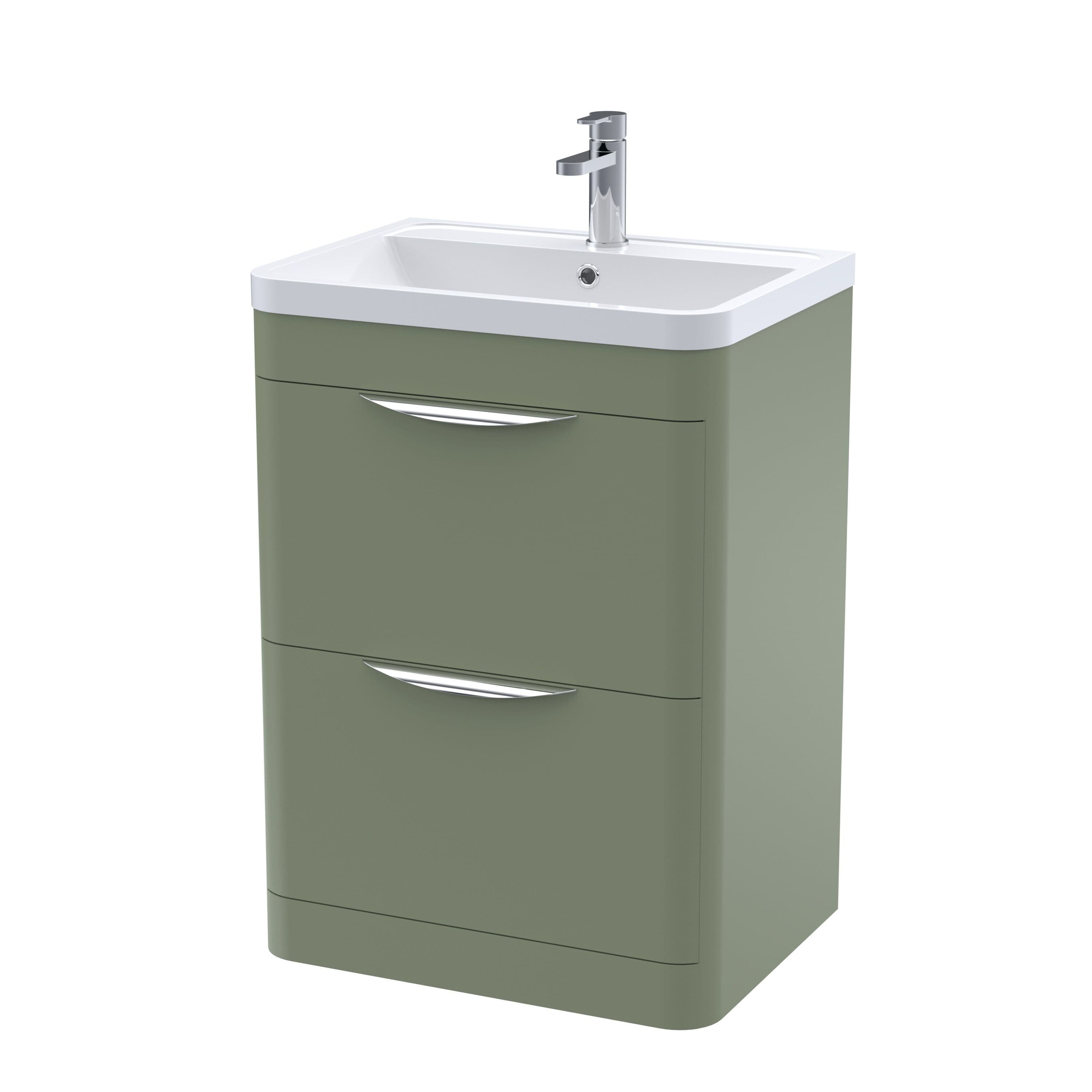 Floor Standing 2 Drawer Vanity Unit Ceramic Basin 600mm