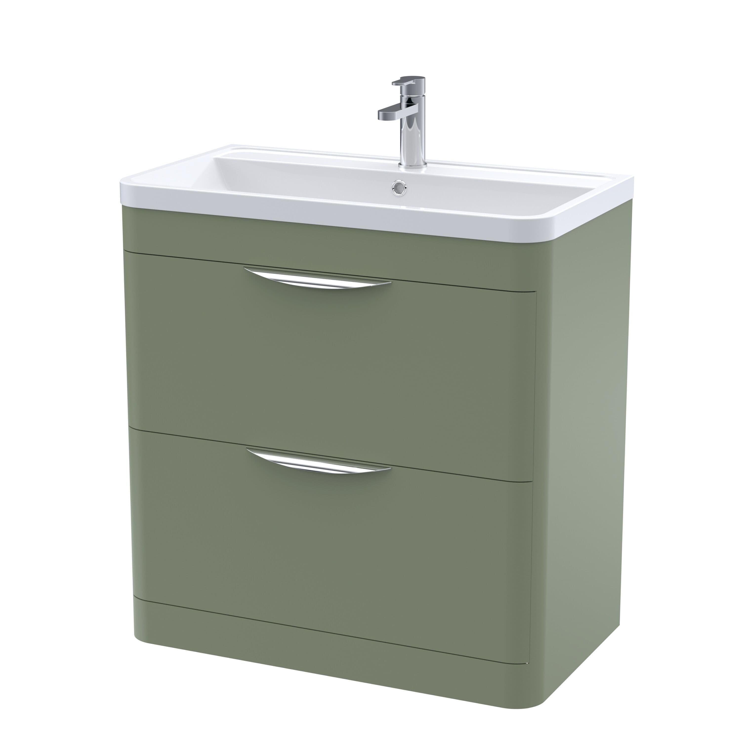 2 Drawer Floor Standing Vanity Ceramic Basin Satin 800mm
