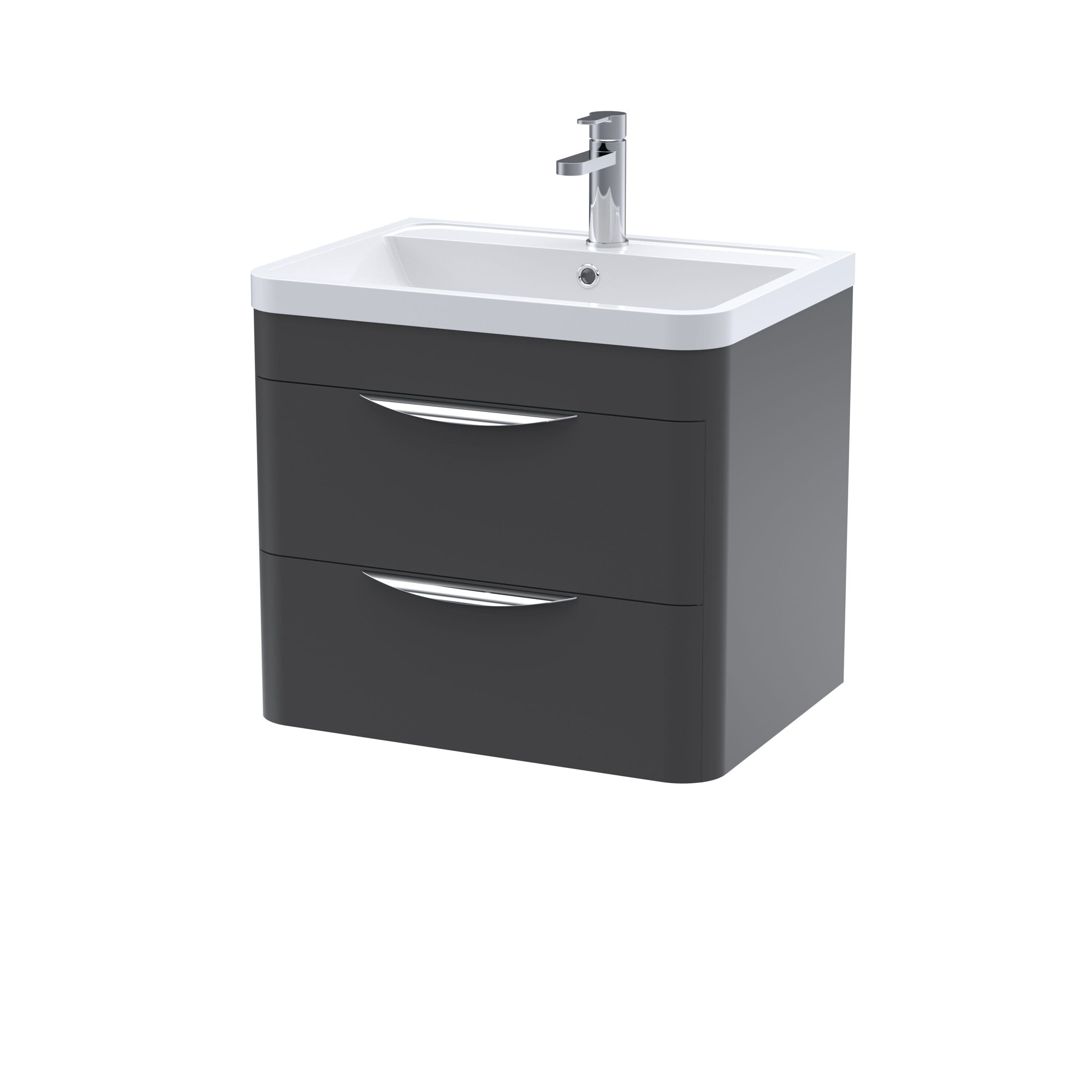 Wall Hung 2 Drawer Vanity Unit Ceramic Basin Soft 600mm