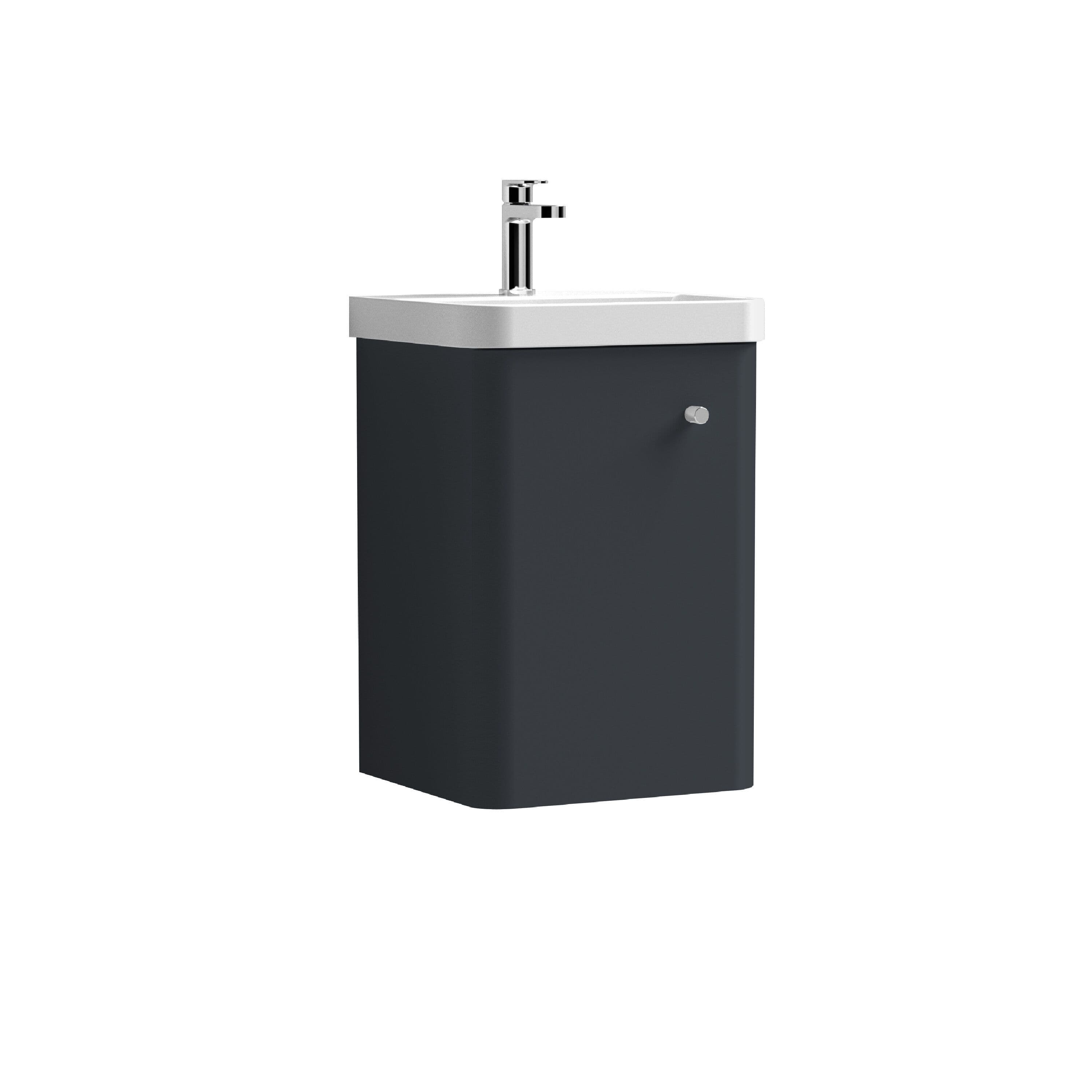 Wall Hung 1 Door Vanity Unit Ceramic Sink Soft 400mm