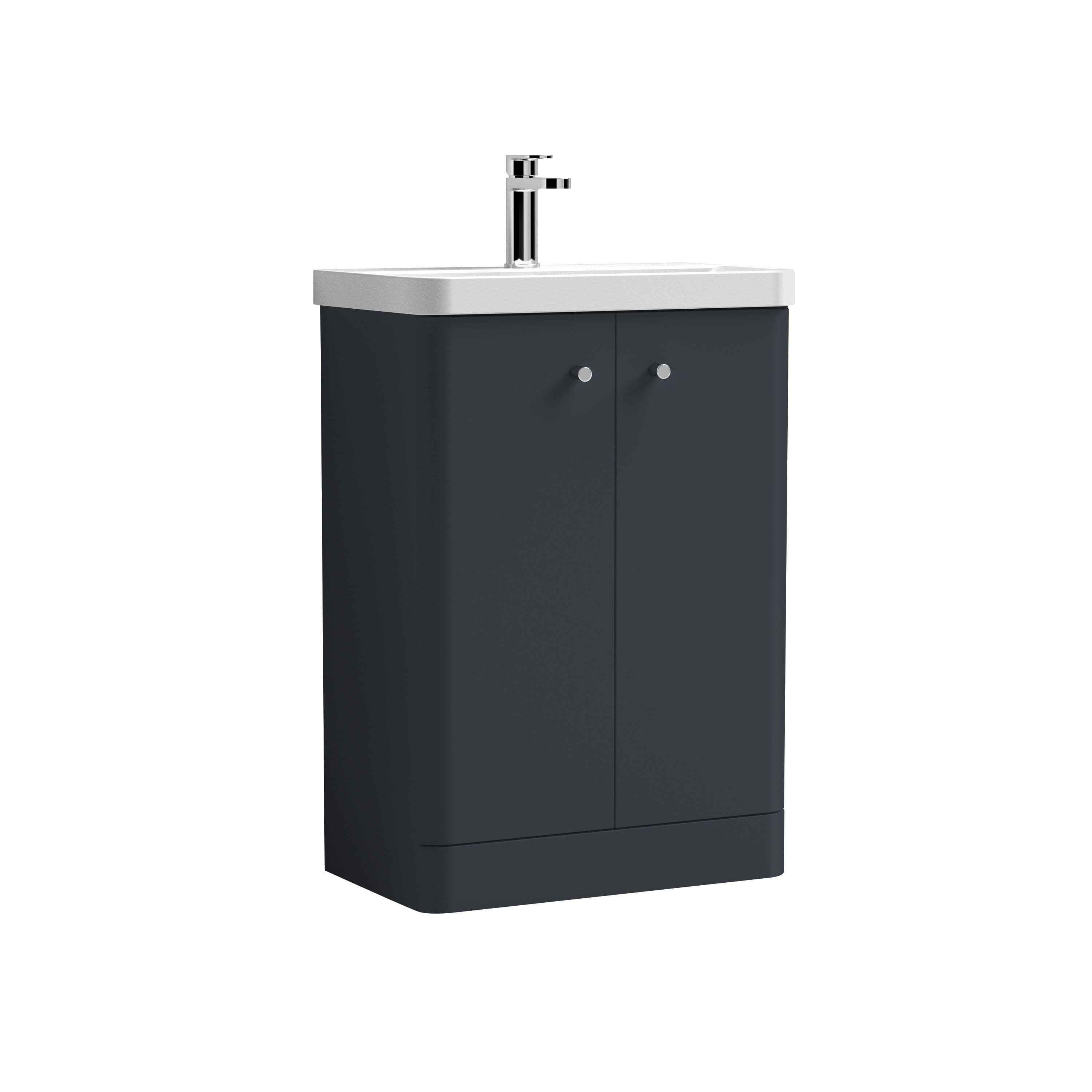 Floor Standing 2 Door Vanity Unit Ceramic Basin Soft 600mm