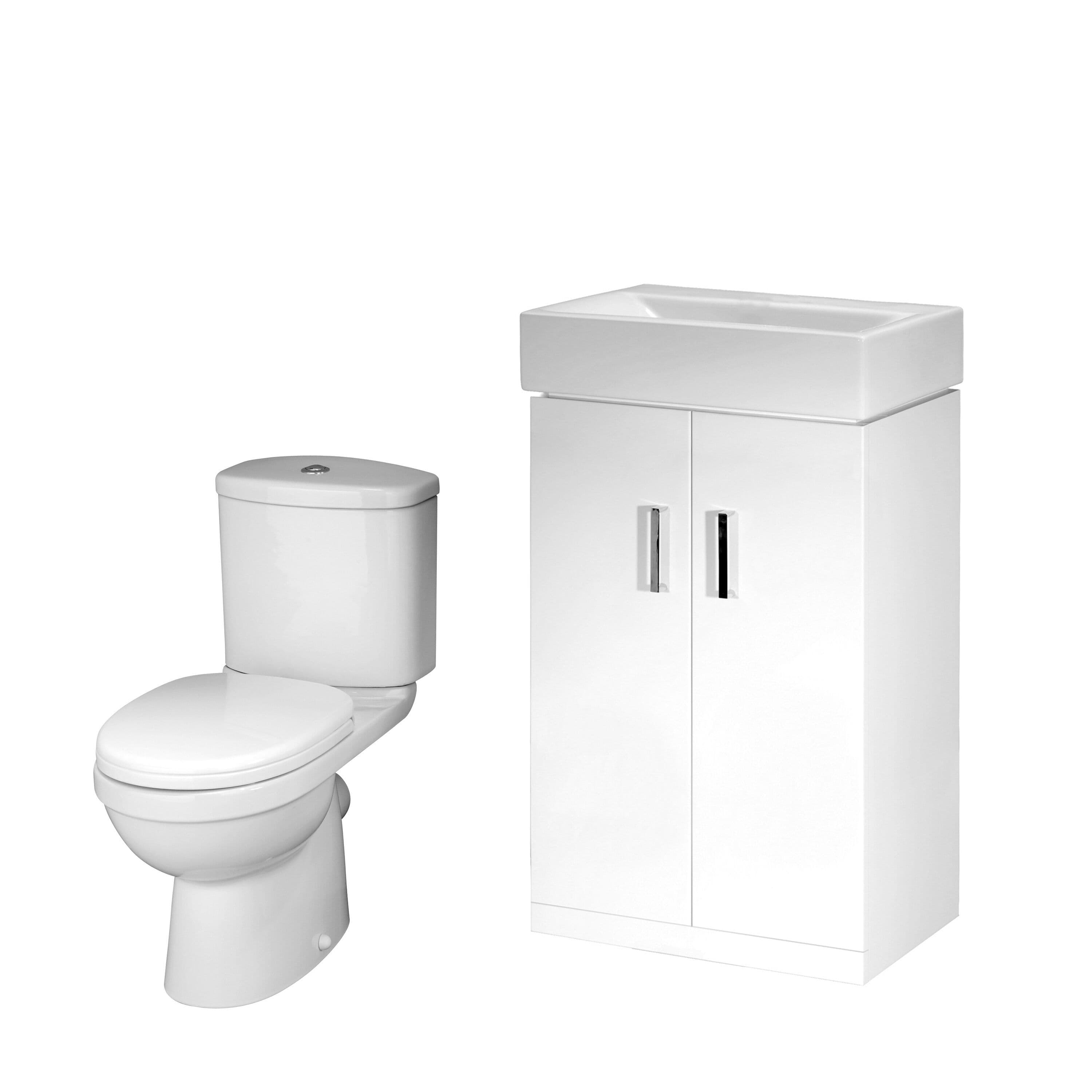 Cloakroom Floor Standing Vanity Basin Unit Toilet Seat Gloss