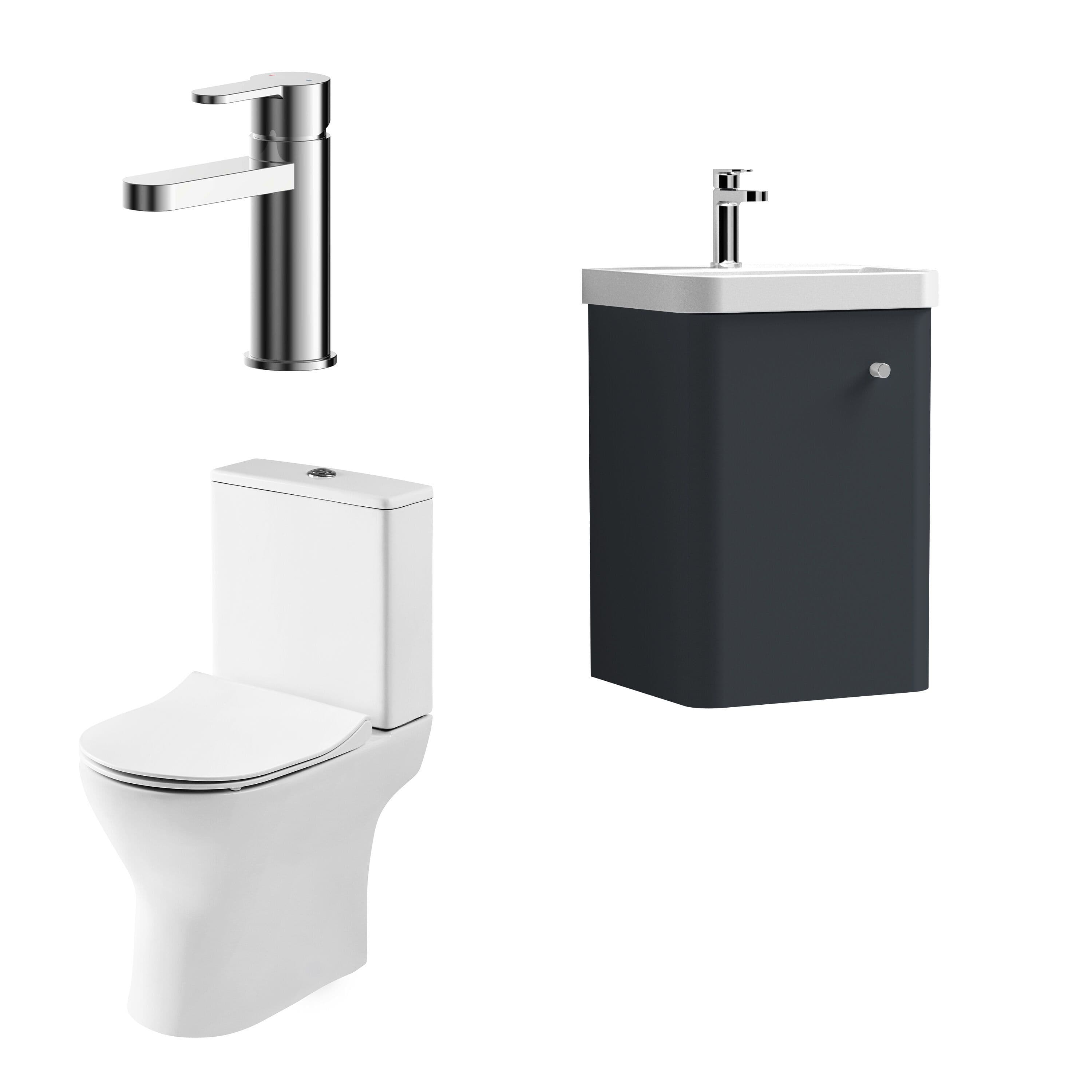 Cloakroom Wall Hung Vanity Toilet Tap Set Soft 400mm