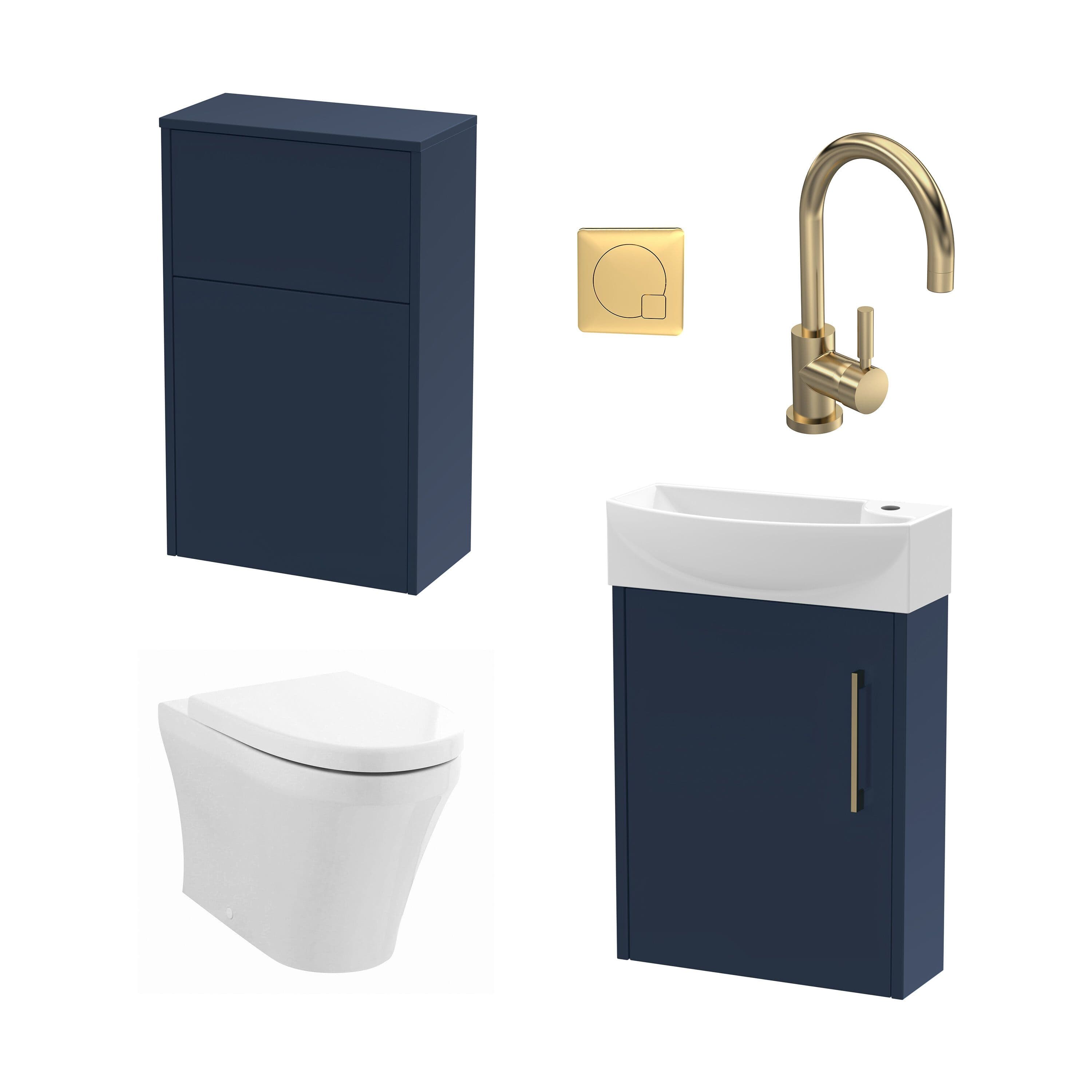 Left Wall Hung Vanity Unit WC Cistern Toilet Tap Brass 440mm