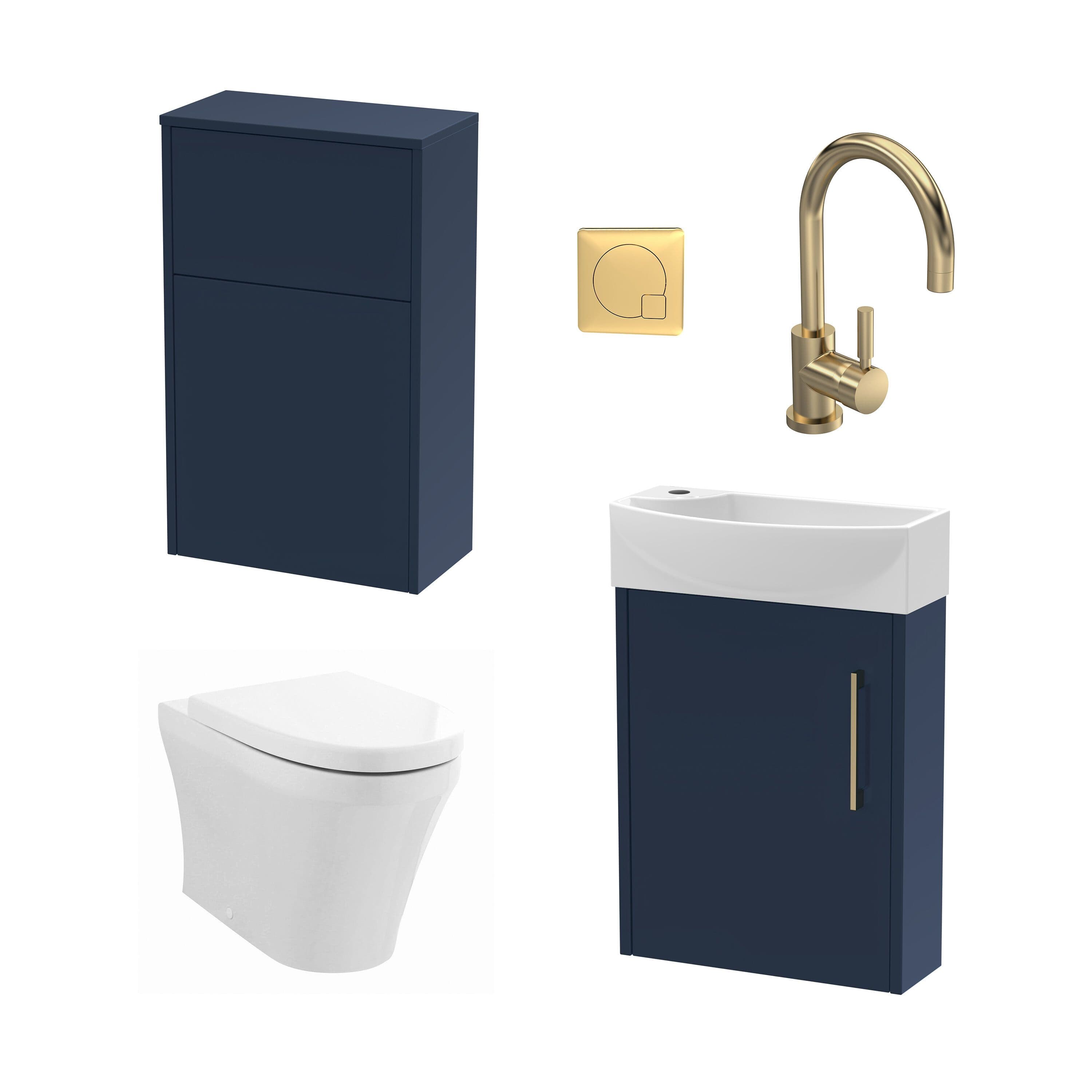 Right Wall Hung Vanity Unit WC Cistern Toilet Tap Brass 440mm