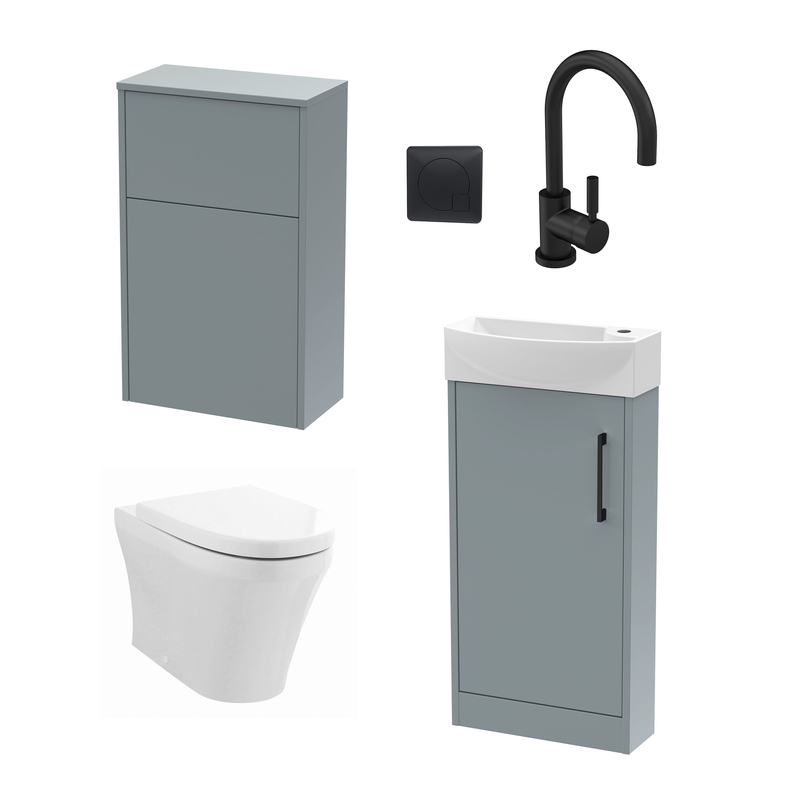 Cloakroom Left Hand Vanity WC Unit Toilet Tap Grey 440mm