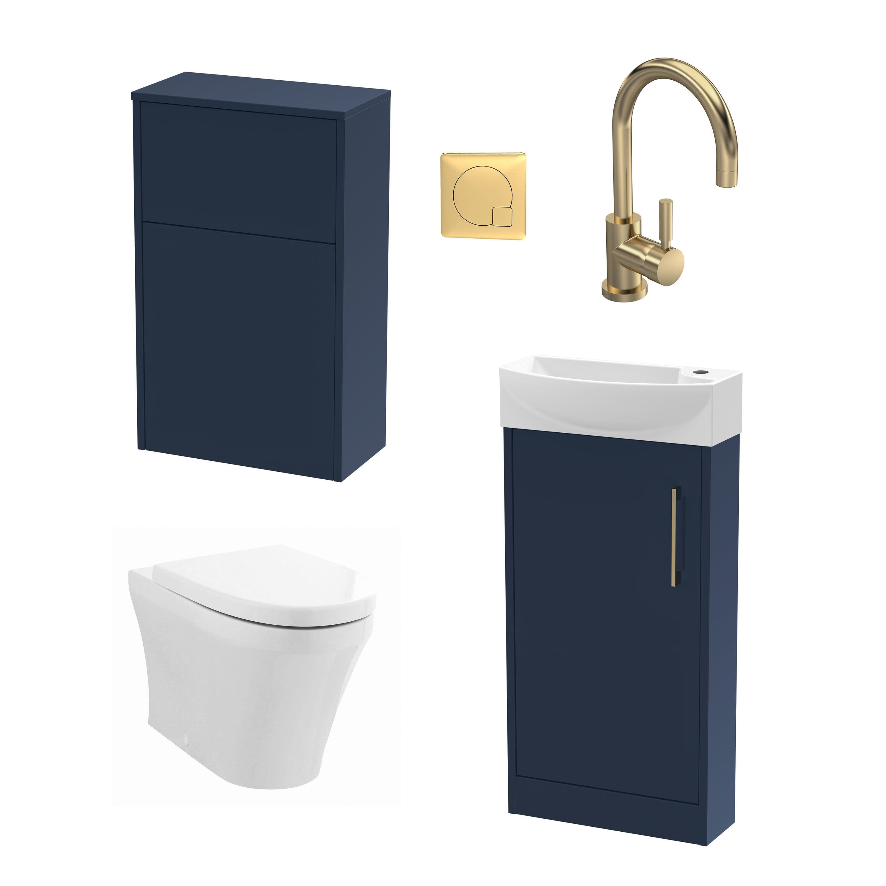 Cloakroom Left Hand Vanity WC Unit Toilet Tap Brass 440mm