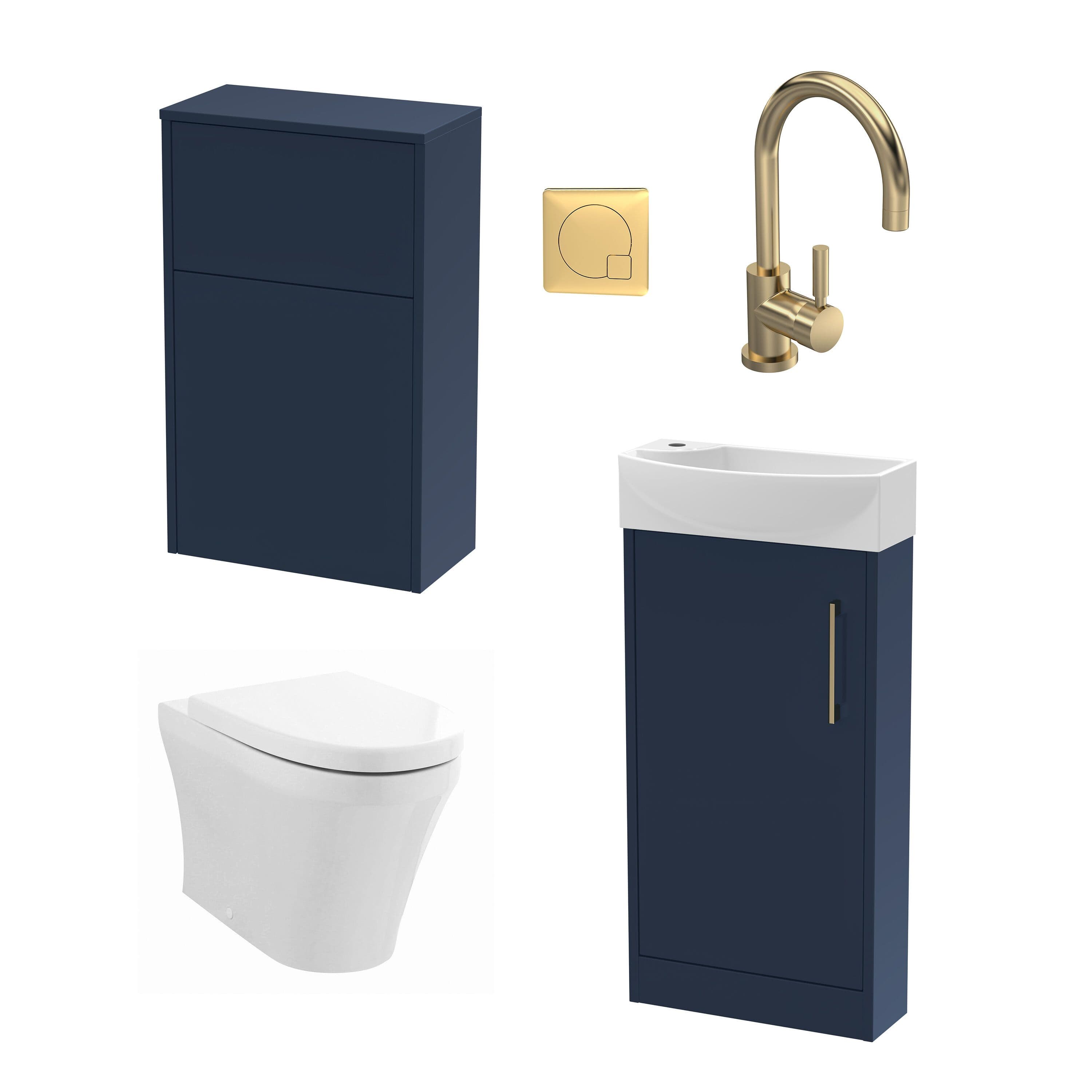 Cloakroom Right Hand Vanity WC Unit Toilet Tap Brass 440mm