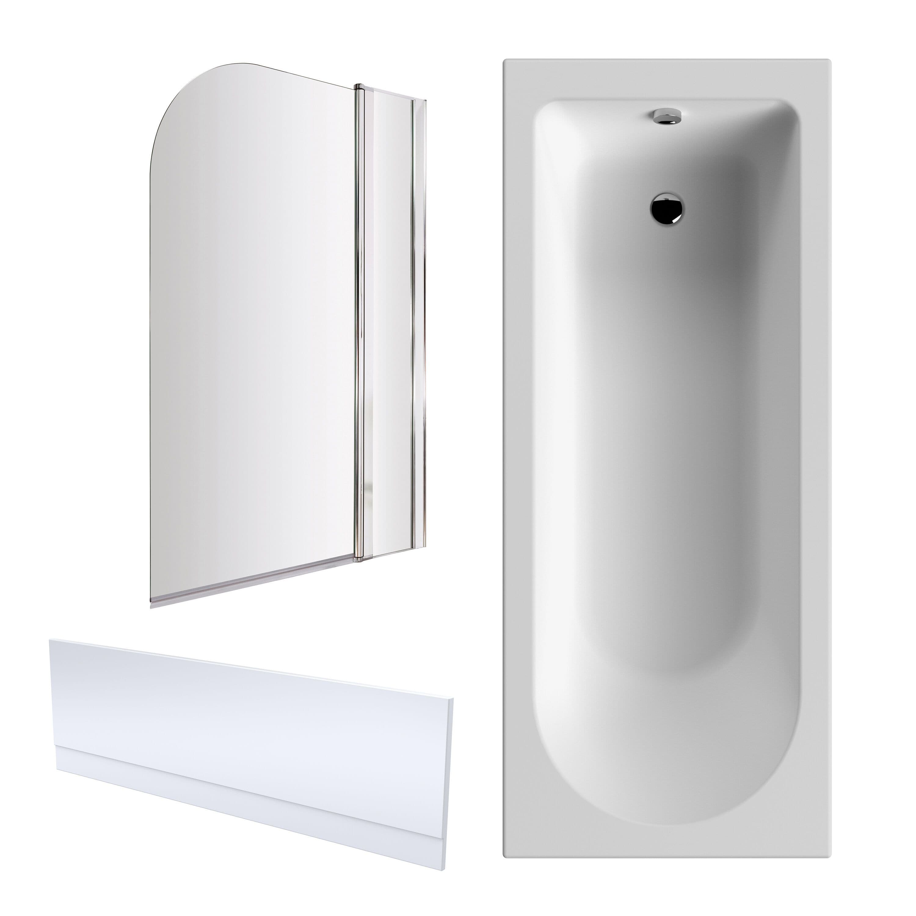 Bath Suite 1700x700mm Round Bath Panel Screen Fixed Panel Chrome